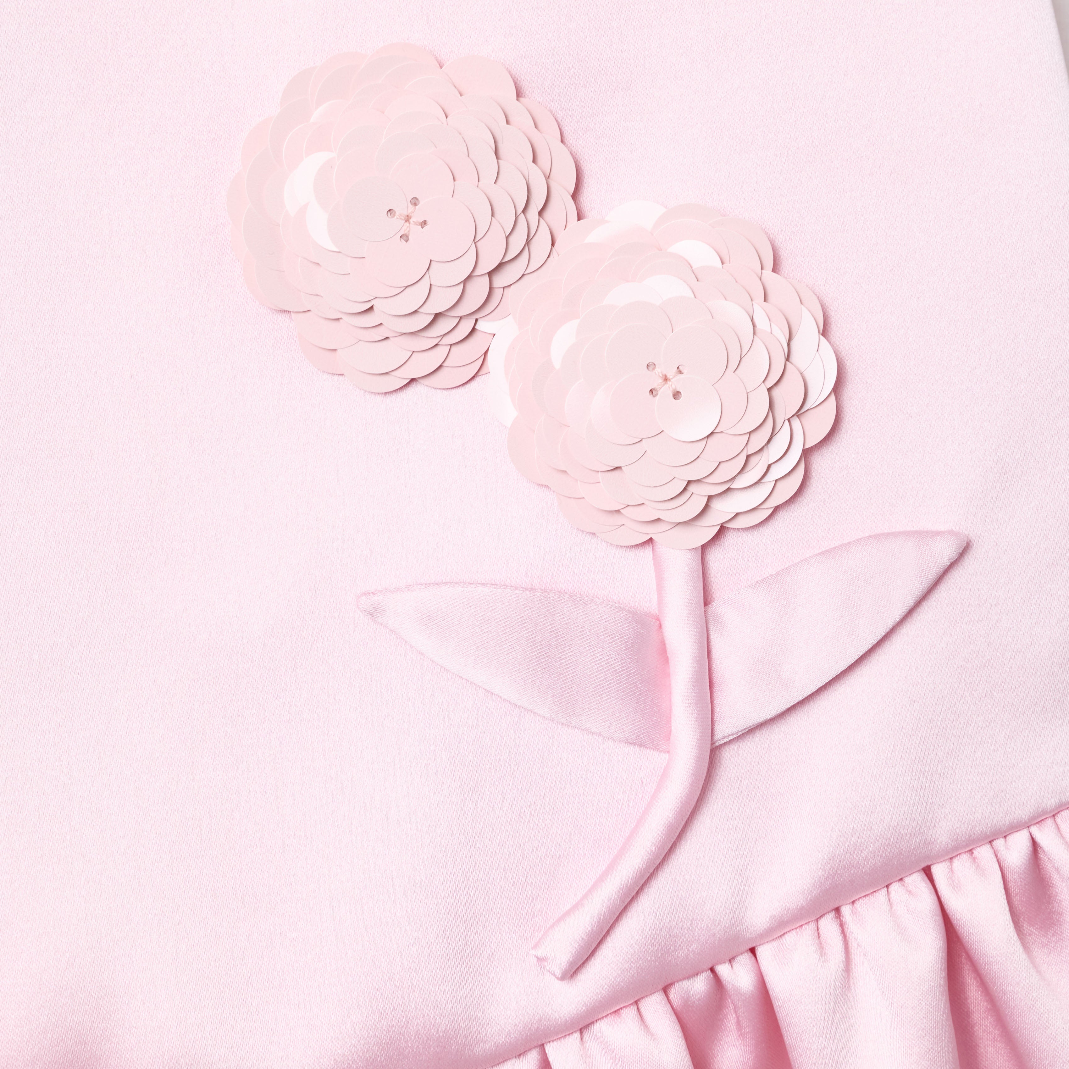 Self Portrait Pink Sequin Flower Kinderkleid rosa Crepe Pailletten