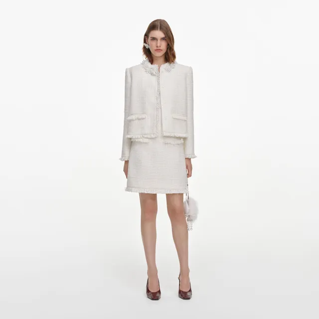 Self-Portrait Bottoms Cream Sequin Mini Rock Creme Boucle