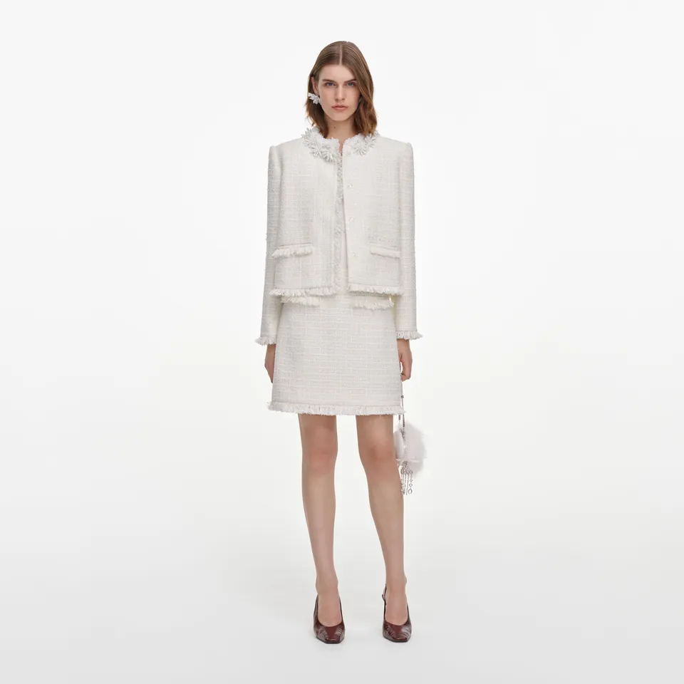 Self-Portrait Bottoms Cream Sequin Mini Rock Creme Boucle