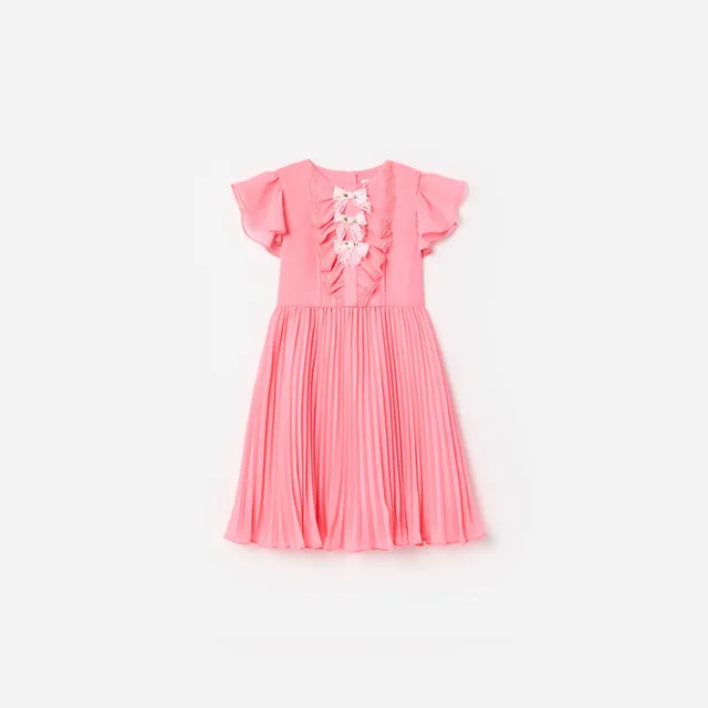 Self Portrait Pink Chiffon Lace Trim Dress Kinderkleid Rosa