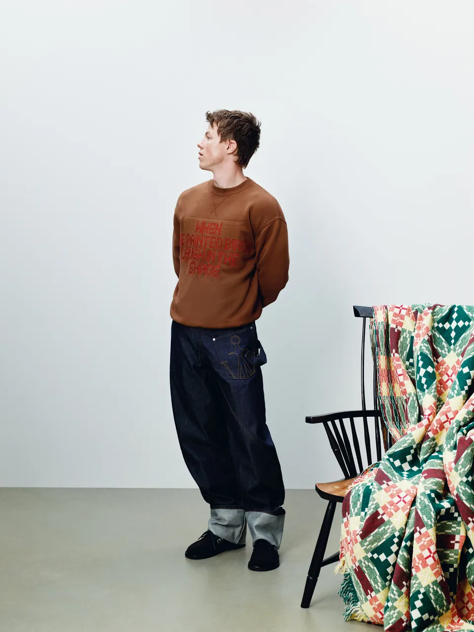 J.W.Anderson Hoodies Painted Birds Sweatshirt Walnuss