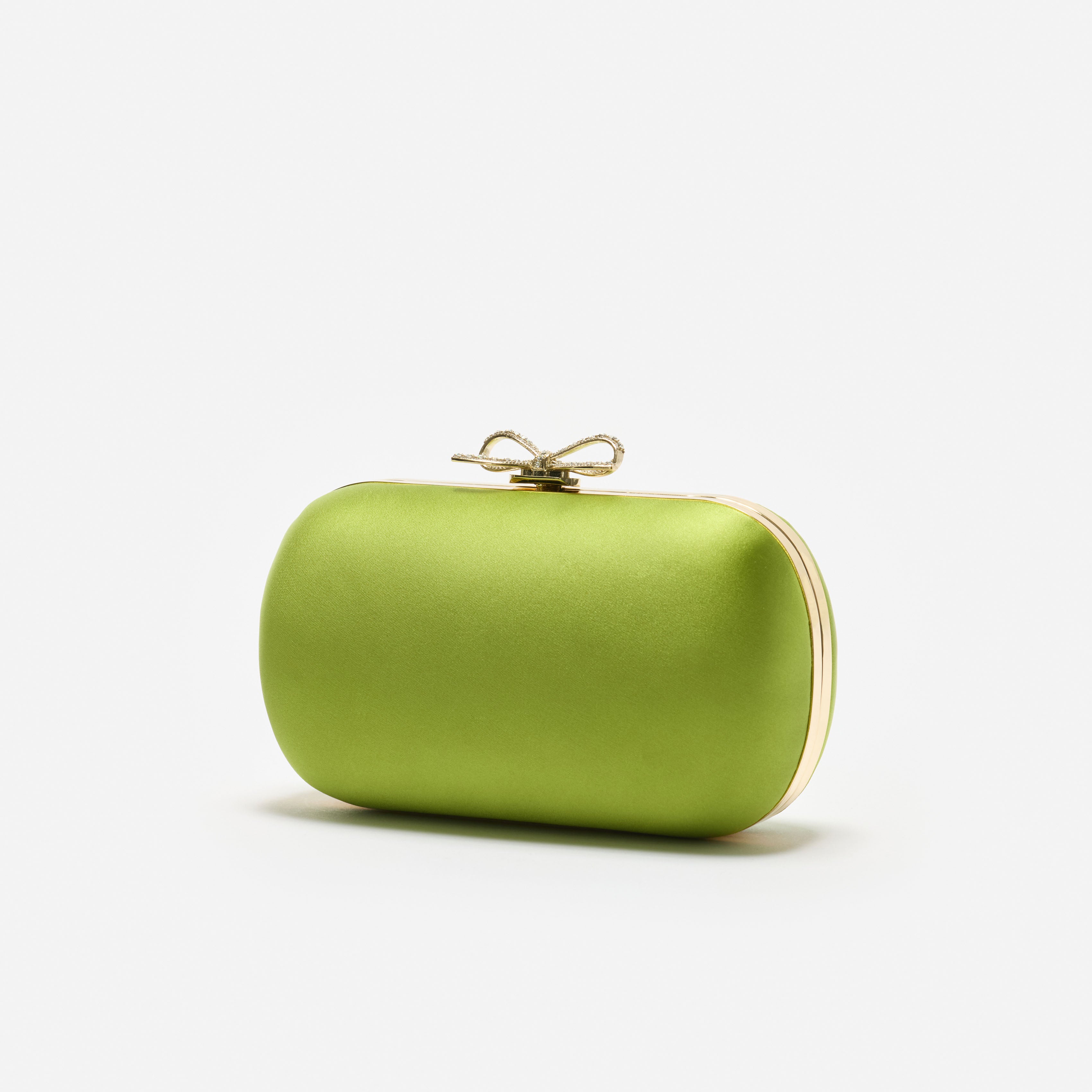 Self Portrait Green Satin Clutch Tasche Grün Mini