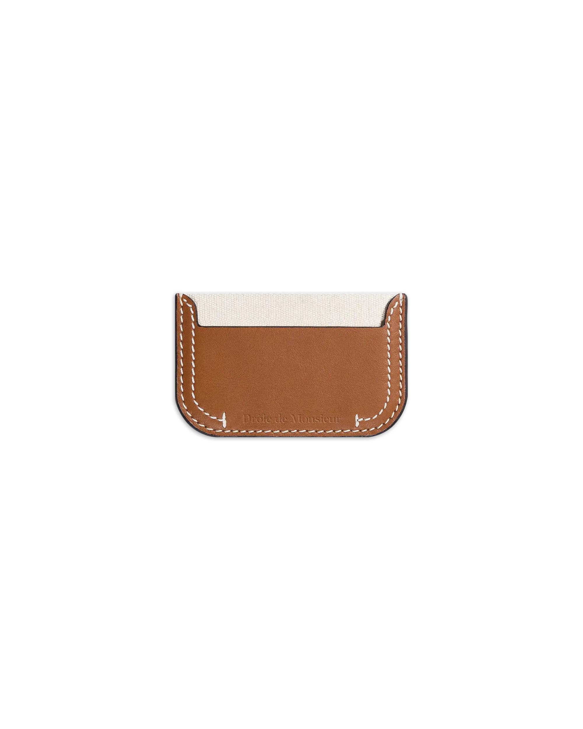 Drôle De Monsieur Porte-cartes Surpiqué Kartenetui Ecru Leder