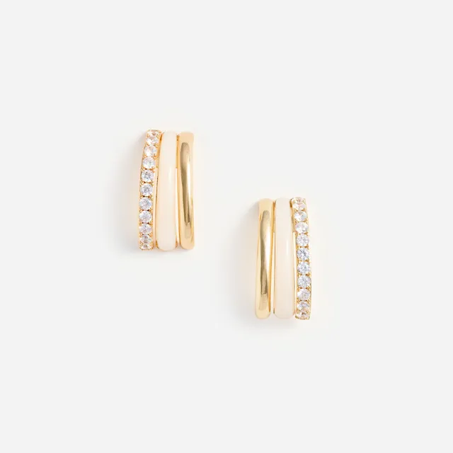 Self Portrait Creolen Gold Kristall Double Hoop Emaille