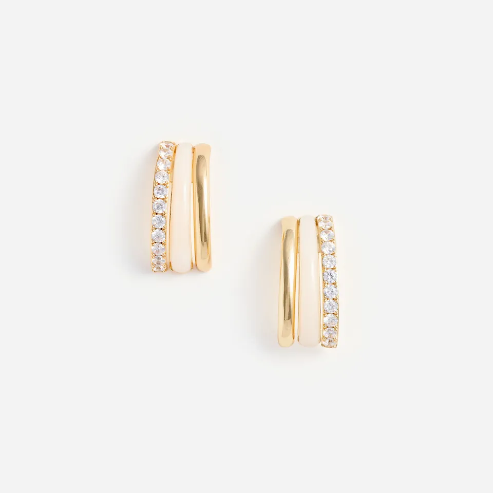 Self Portrait Creolen Gold Kristall Double Hoop Emaille