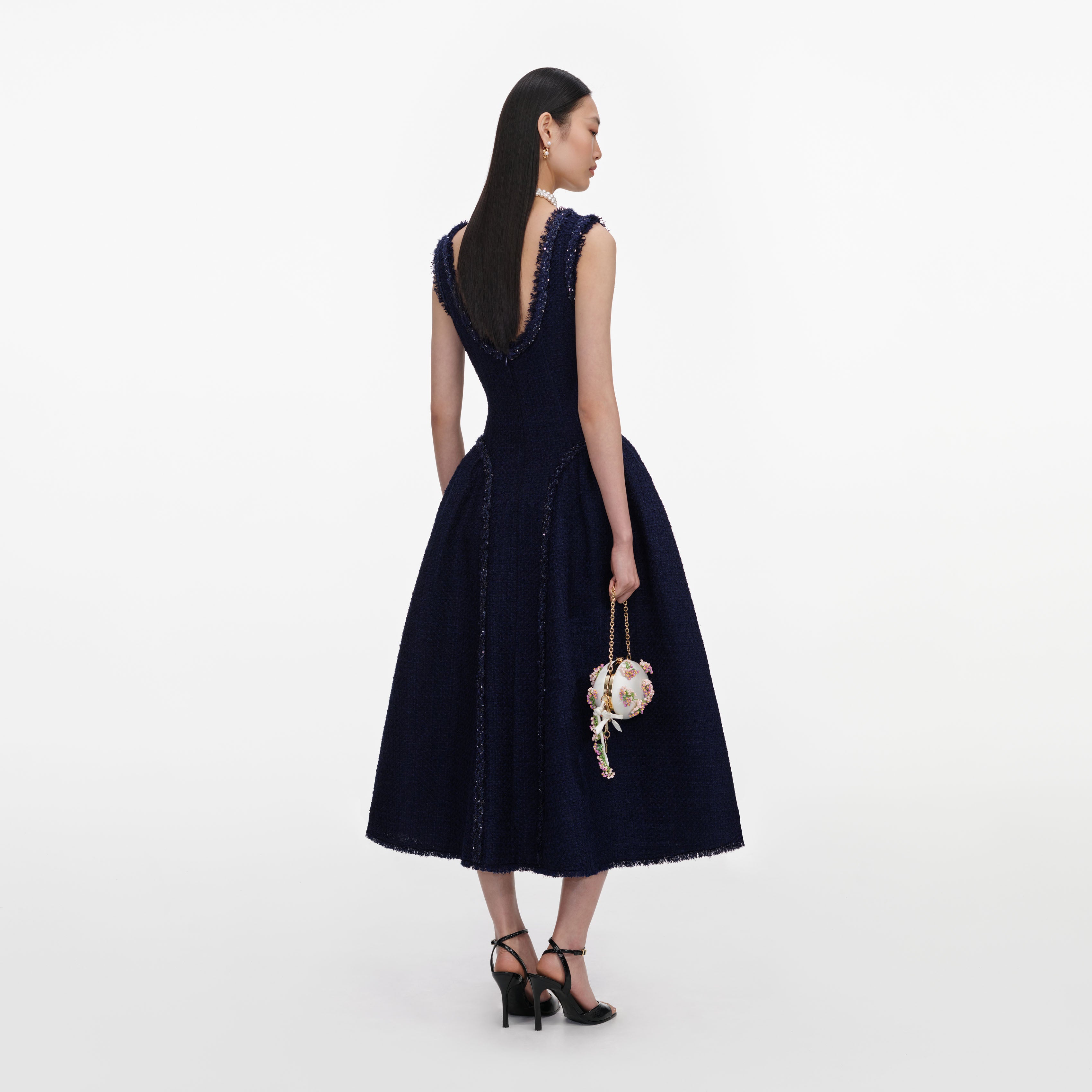 Self Portrait Navy Boucle Midikleid navy UK 6