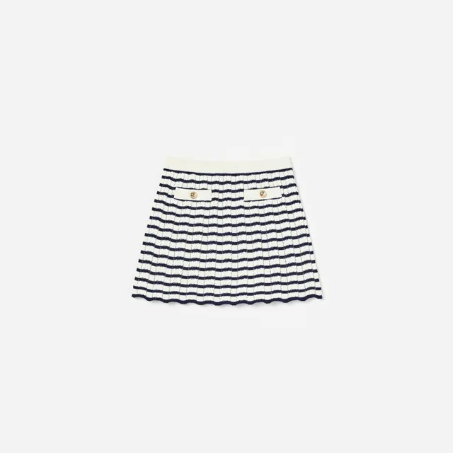 Self Portrait Cream Navy Striped Strickrock Creme Kinder