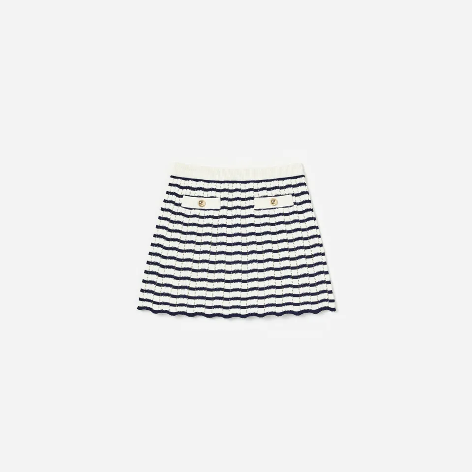 Self Portrait Cream Navy Striped Strickrock Creme Kinder