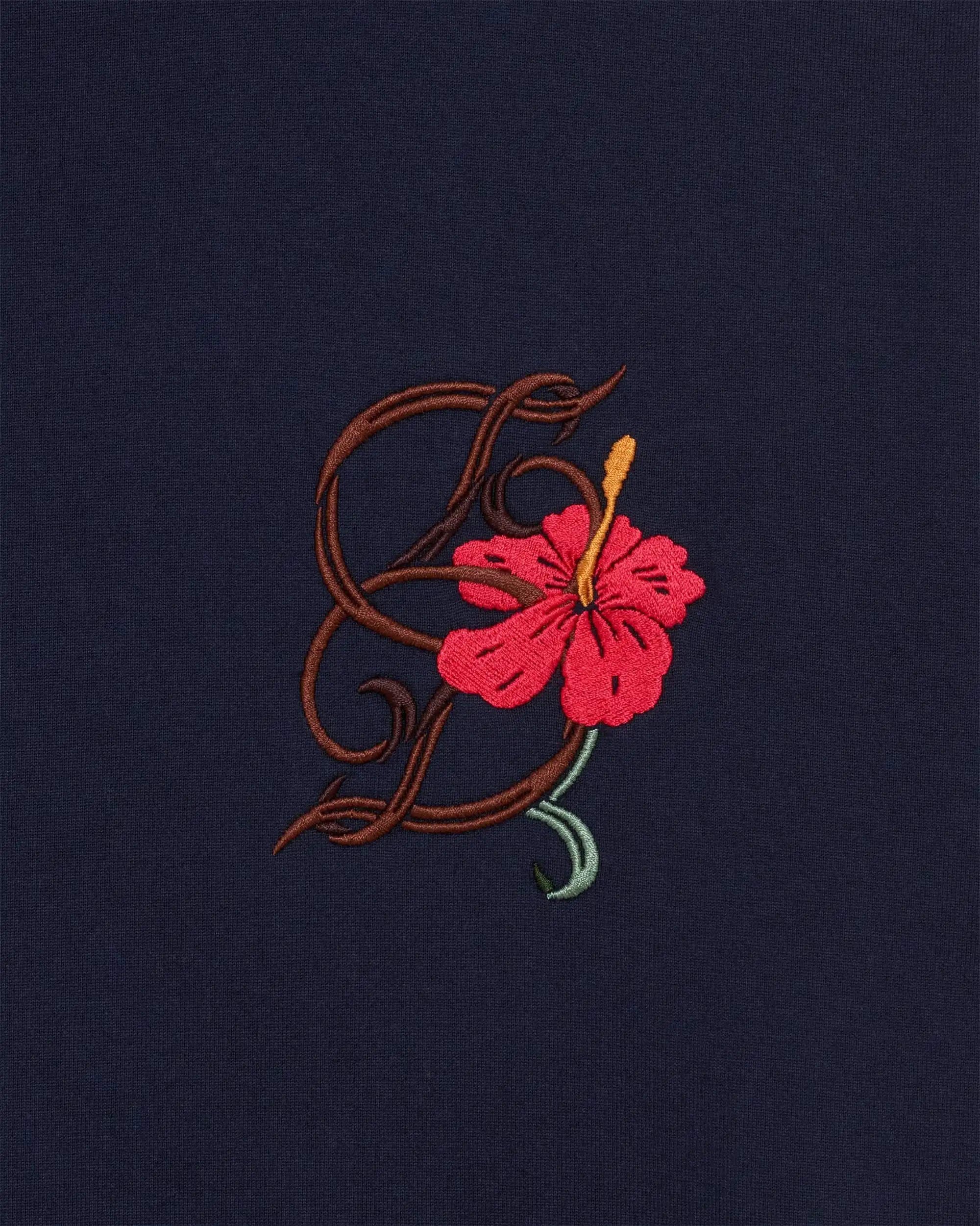 Drôle de Monsieur D Hibiscus T-Shirt Navy Baumwolle