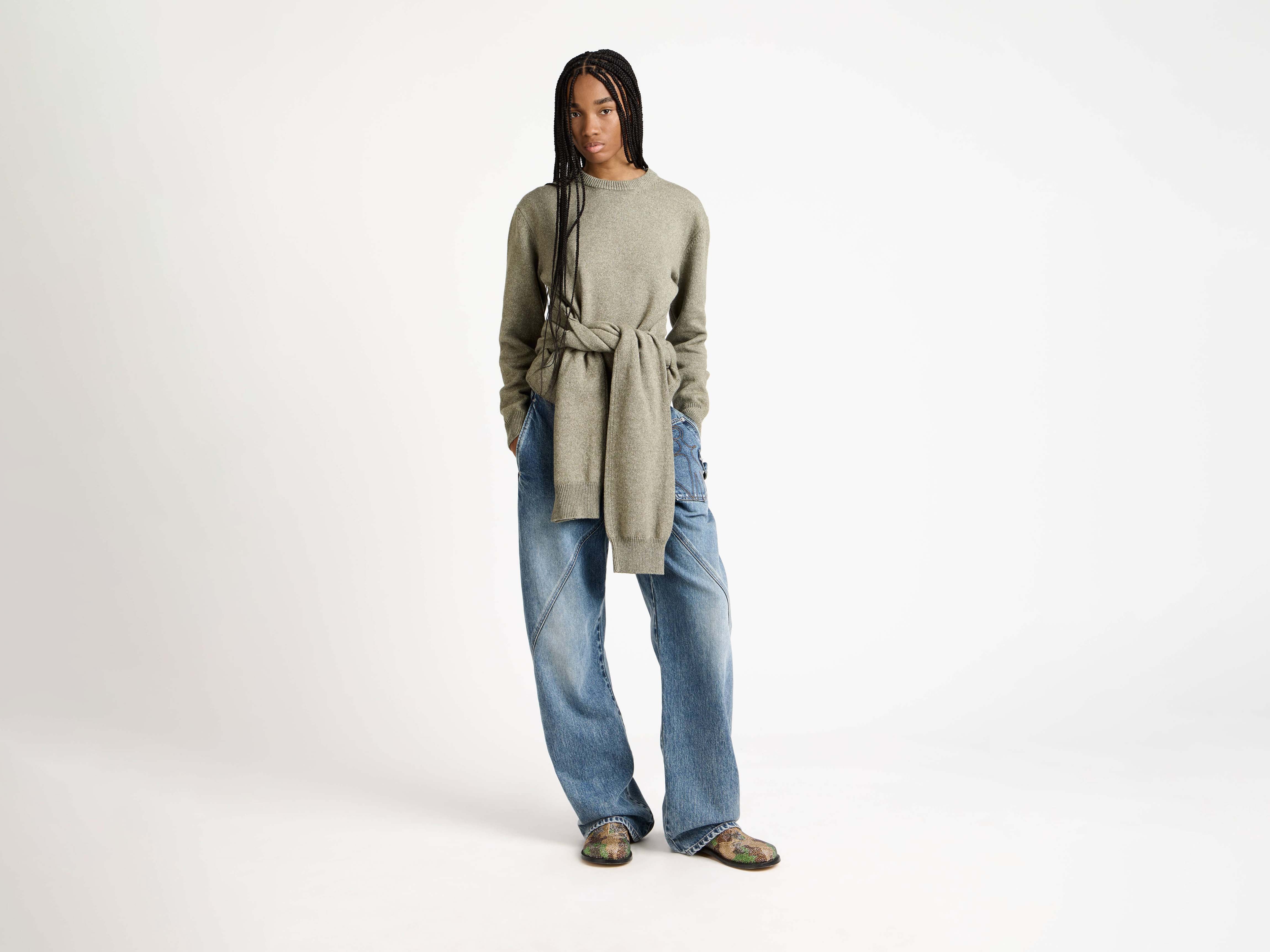 J.W.Anderson Sleeve-Tie Jumper Strickpullover Salbei