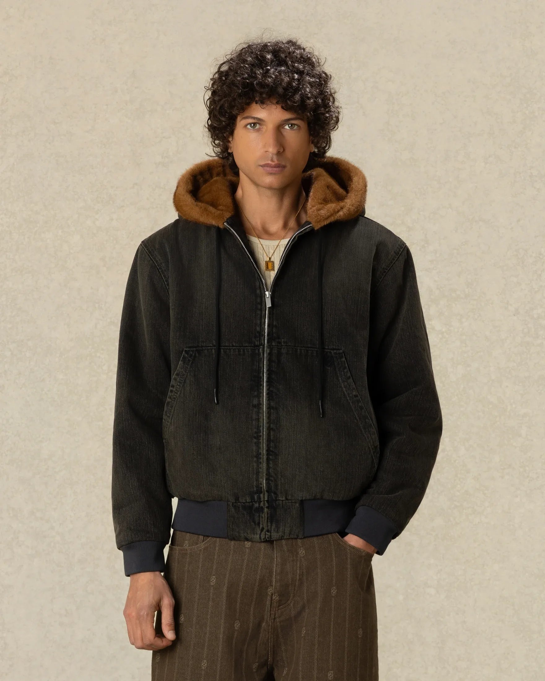 Drôle De Monsieur Denim Jacket Fur Lining Jeansjacke Khaki