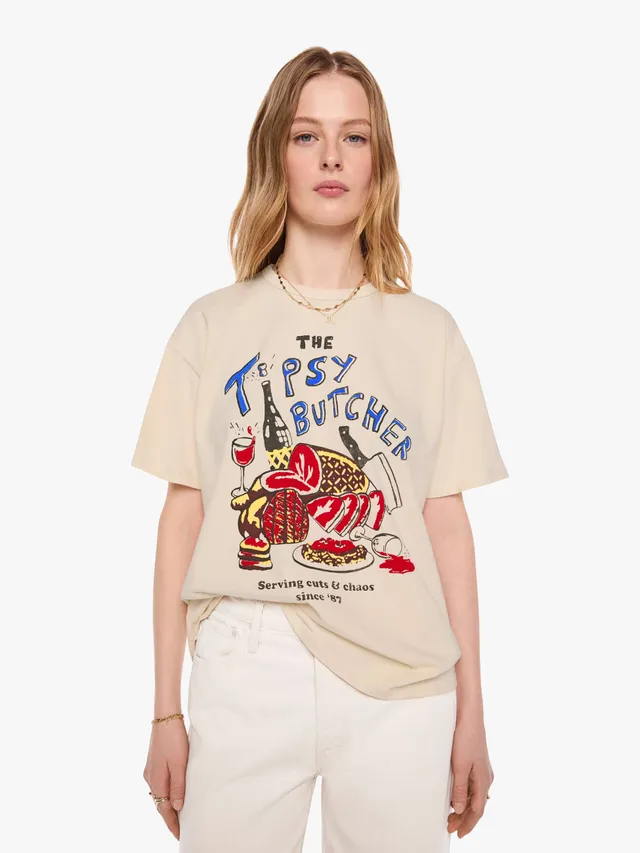 Mother The Lowdown T-Shirt Tipsy Butcher creme Oversize