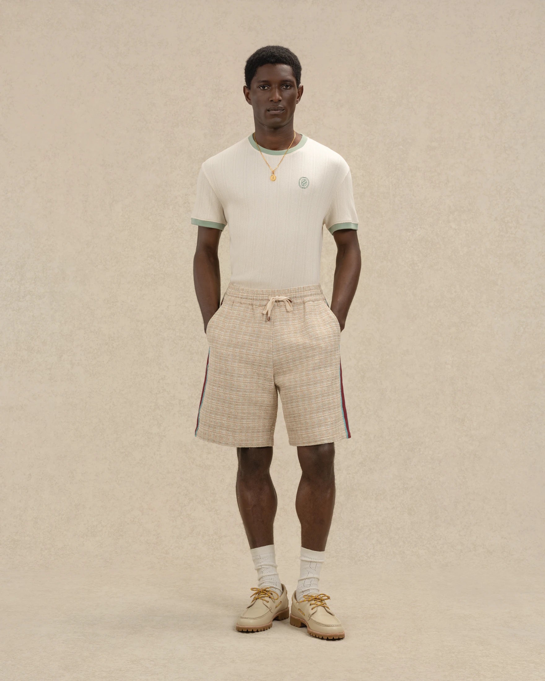 Drôle De Monsieur Short Tweed Shorts dunkelbeige Baumwolle