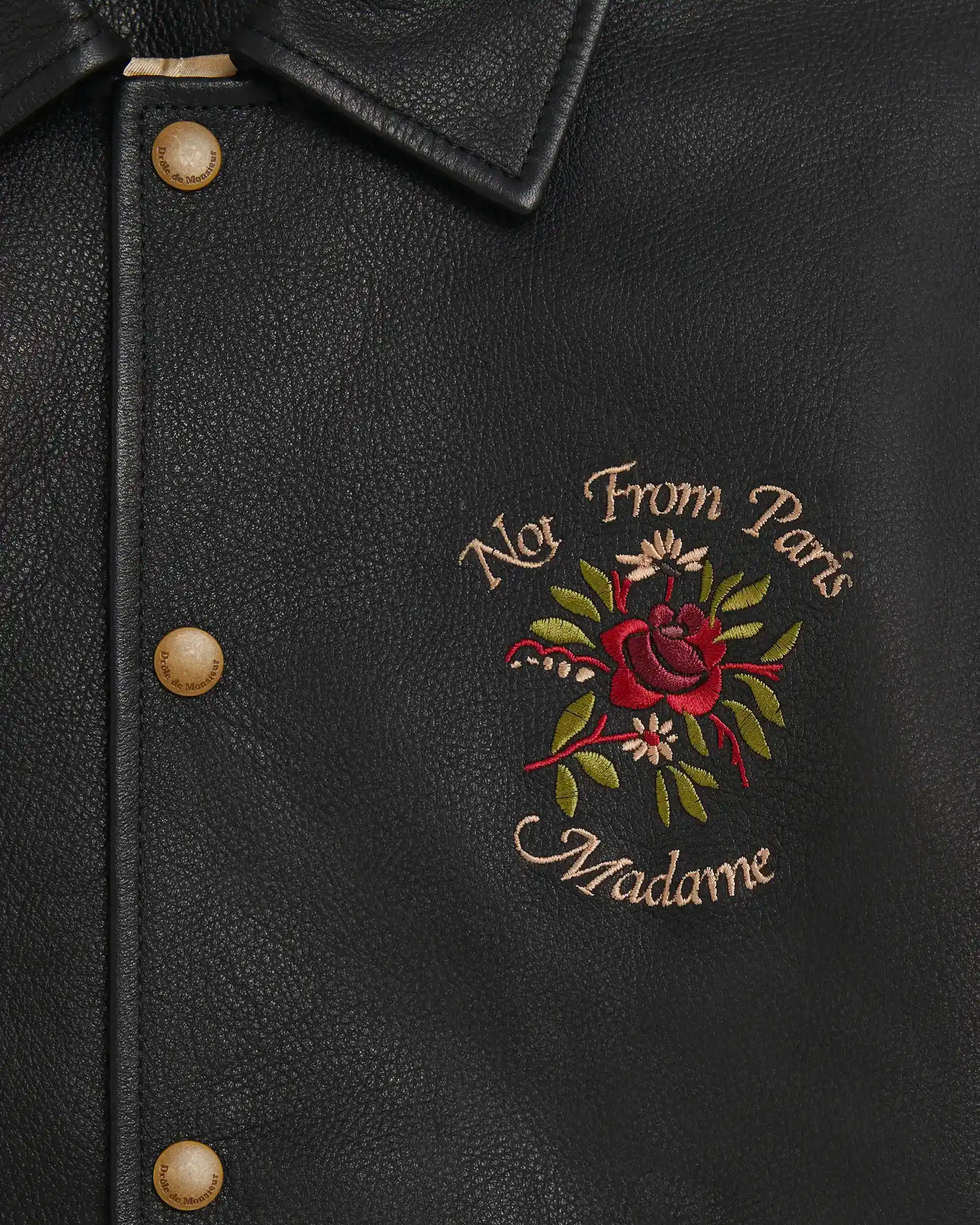 Drôle De Monsieur La Veste Cuir Slogan Lederjacke schwarz Lamm