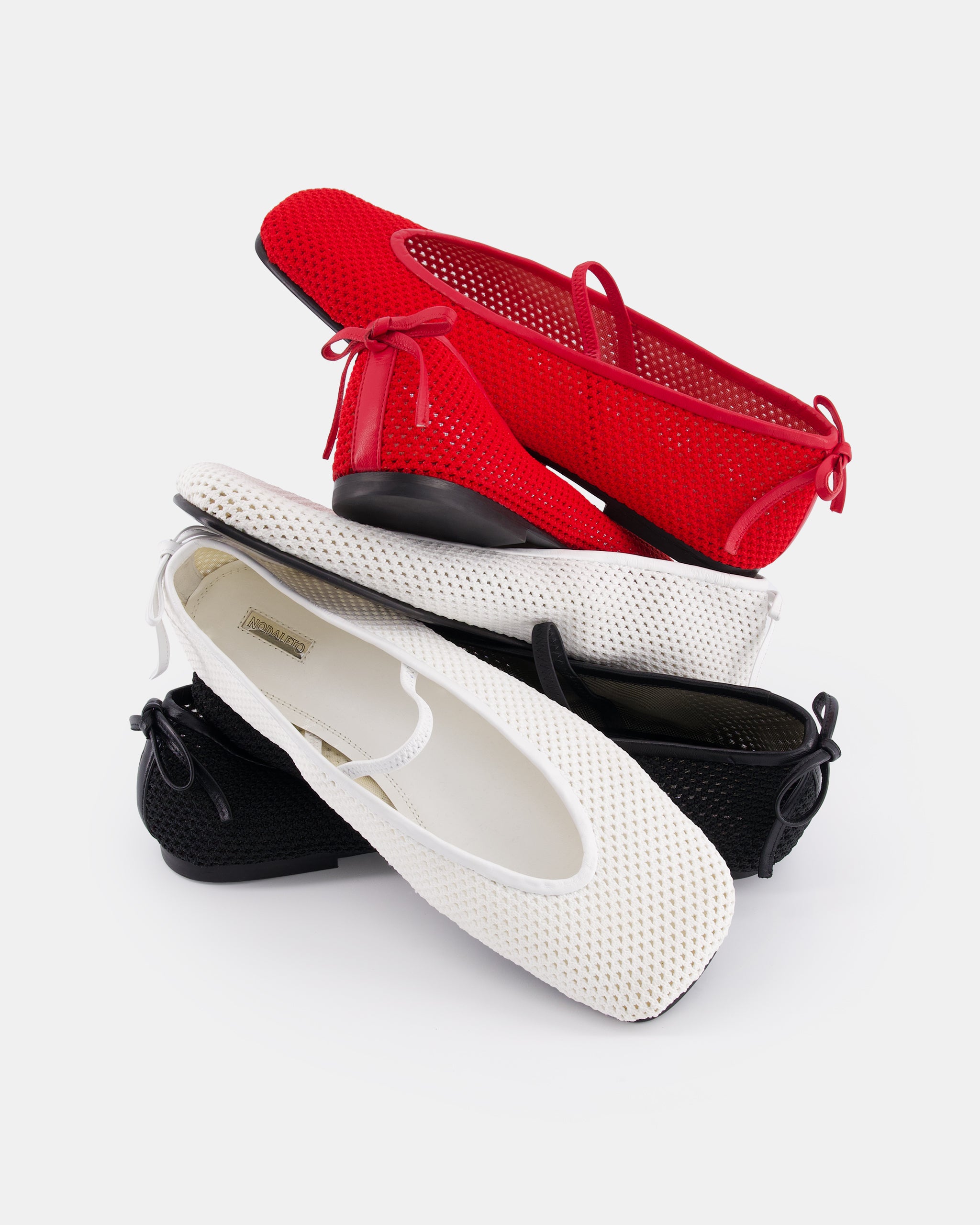 Nodaleto Bulla Node 5 Ballerinas White Crochet Schleife