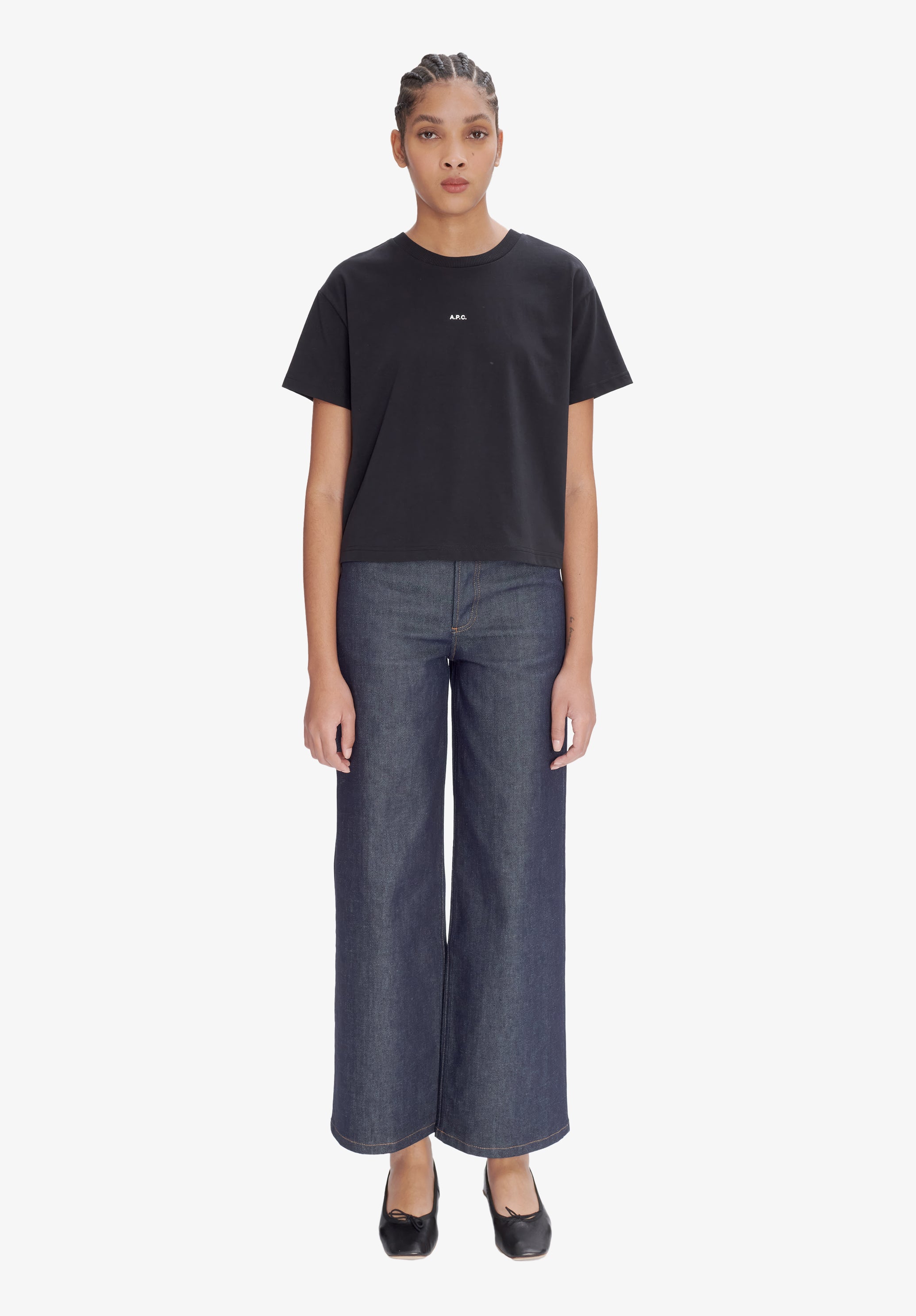 A.P.C. Boxy Micro Logo T-Shirt schwarz GOTS