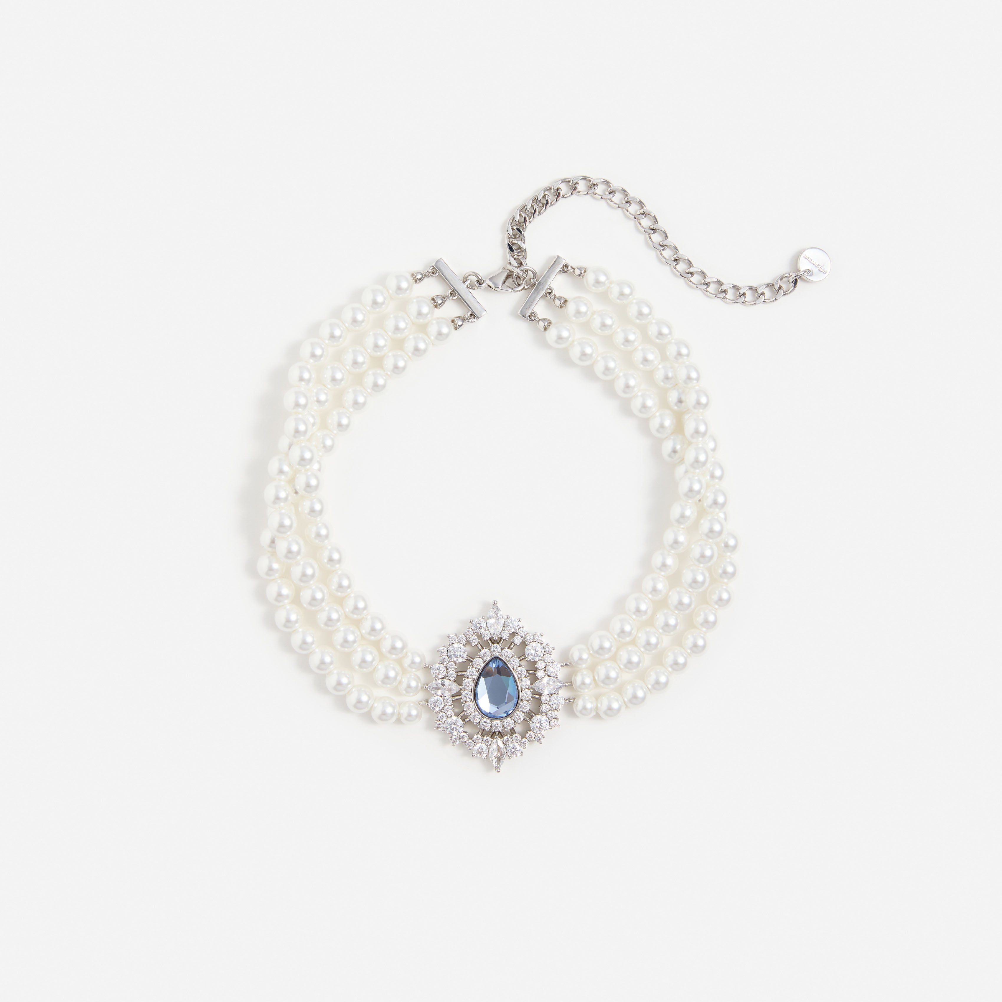 Self Portrait Jewellery Pearl Blue Crystal Choker One Size Perle