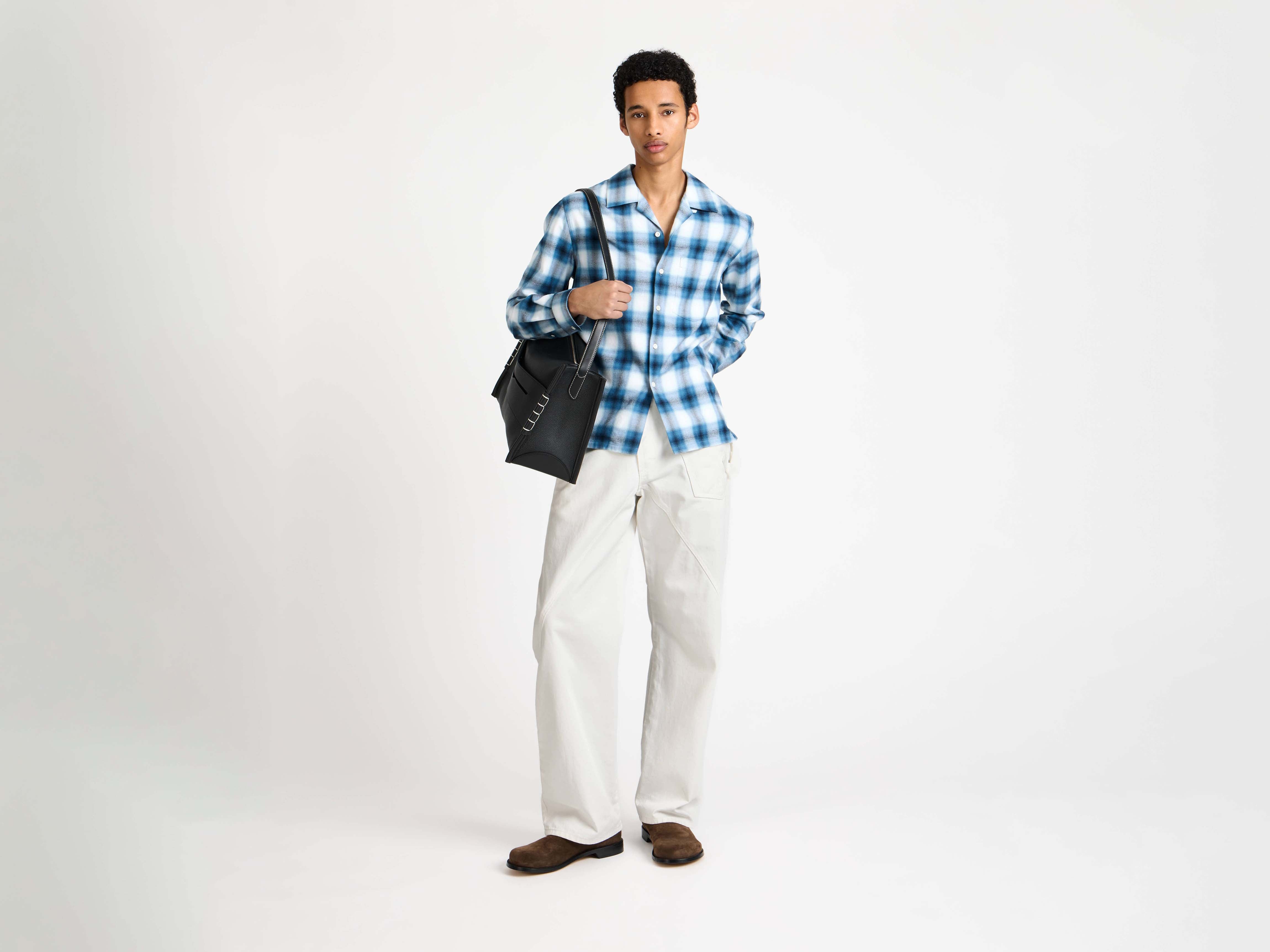 J.W.Anderson Gradient Check Hemd Blau Flanell Herren