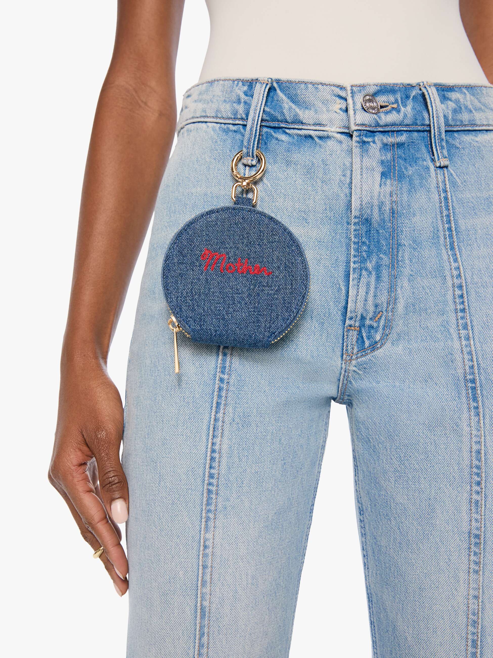 Mother The Stash Tasche Malibu Blue Denim 10x10 cm