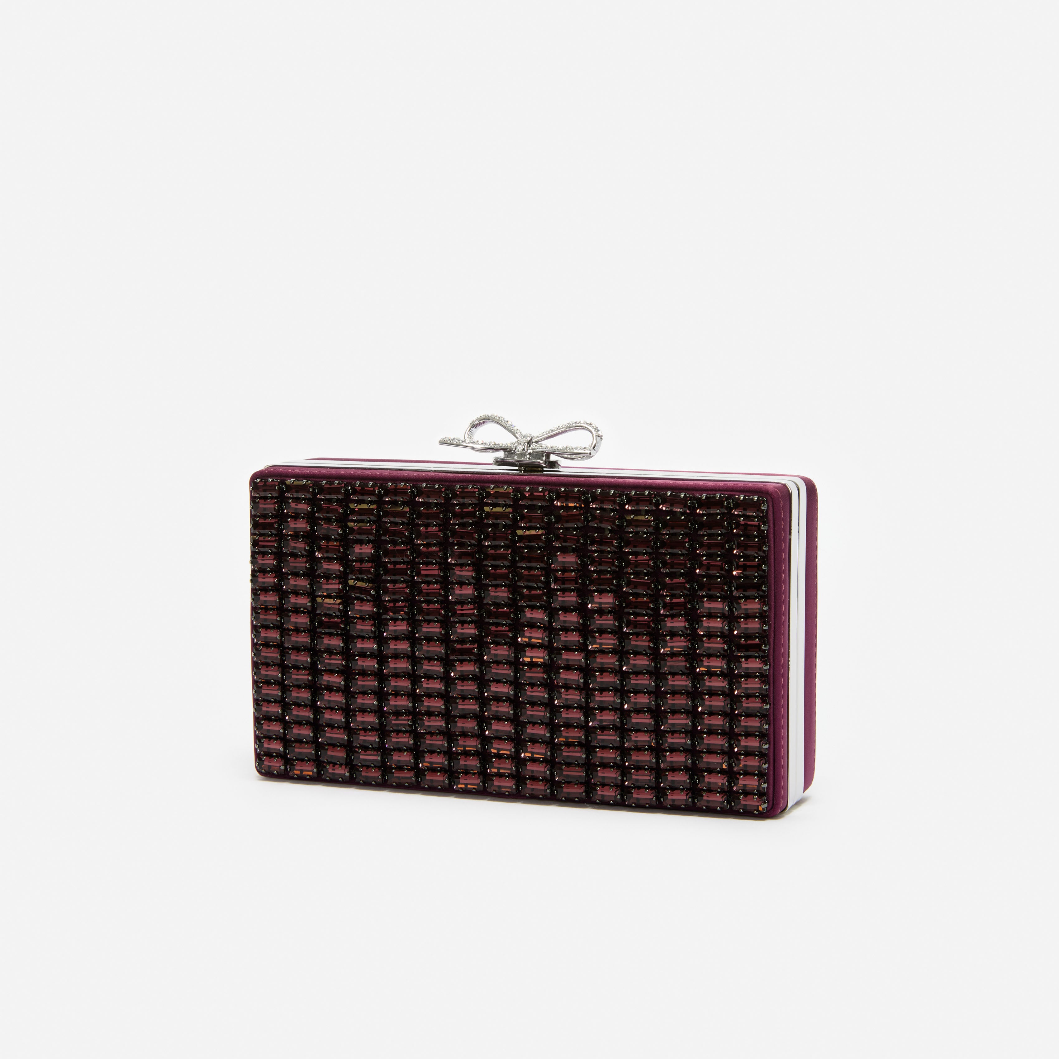 Self Portrait Burgunder Chainmail Clutch Tasche