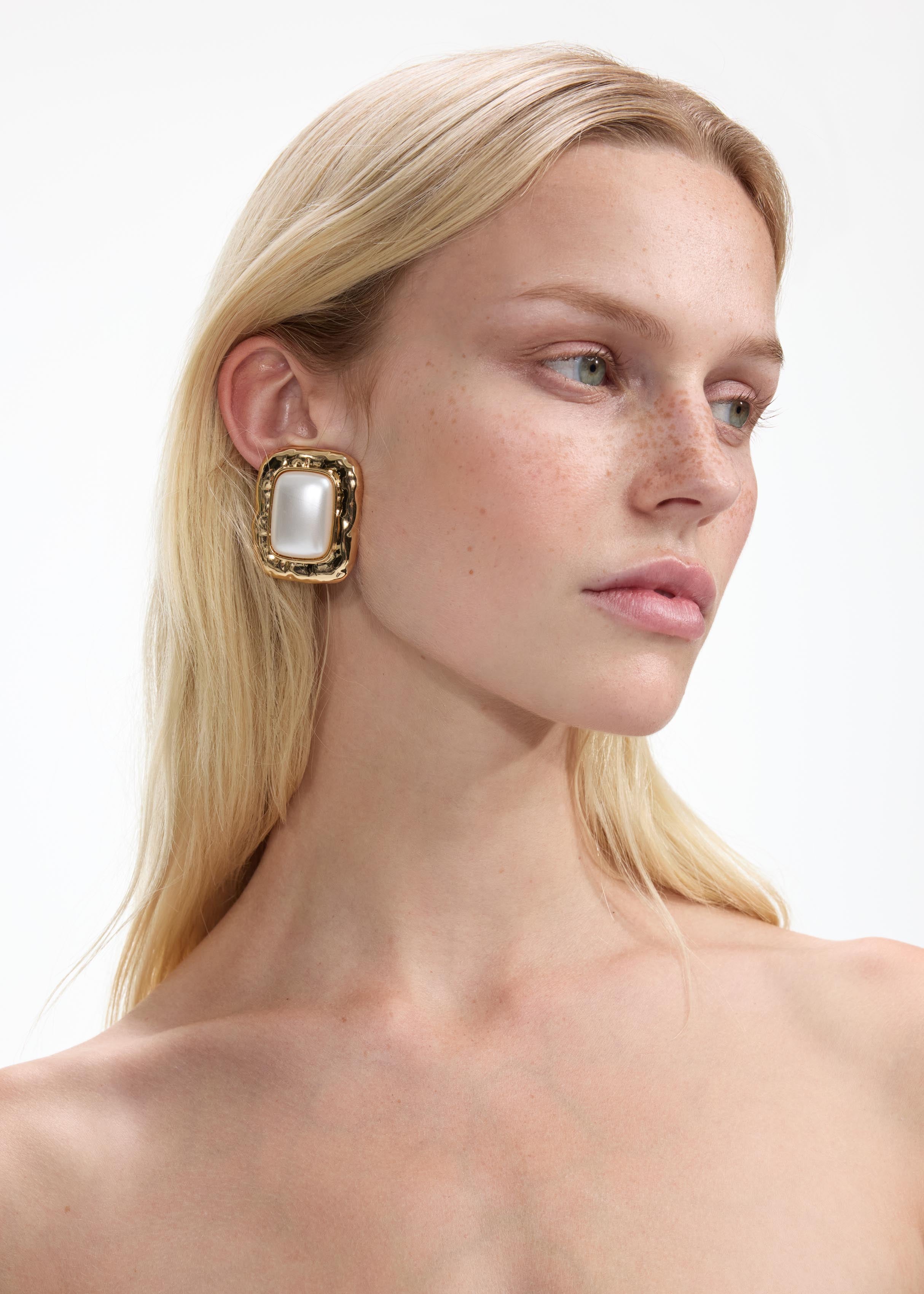 Self Portrait Jewellery Mottled Gold Pearl Earrings Ohrstecker One Size