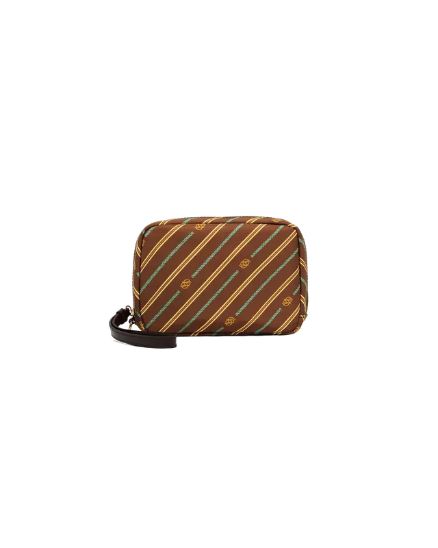 Drôle De Monsieur Monogram Pouch Clutch Braun Nylon
