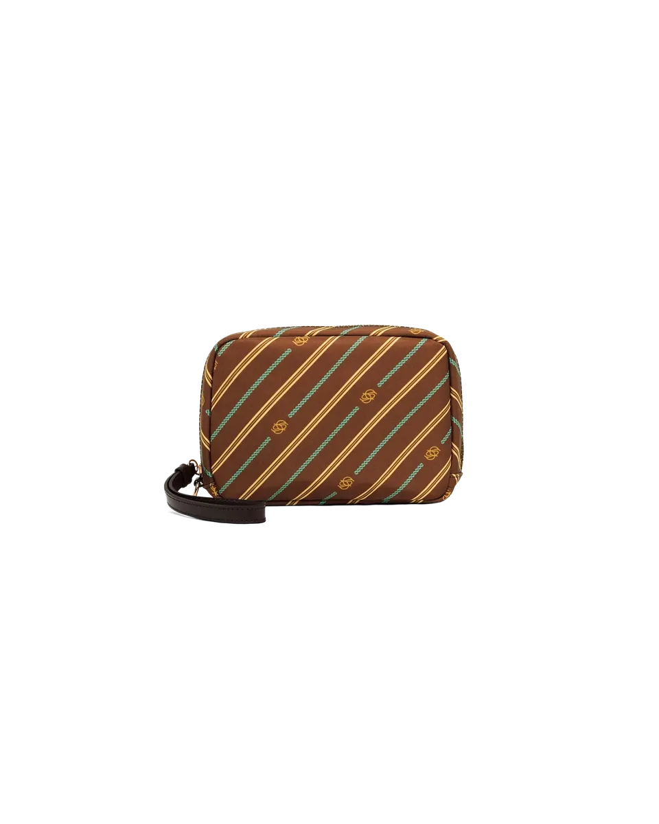Drôle De Monsieur Monogram Pouch Clutch Braun Nylon
