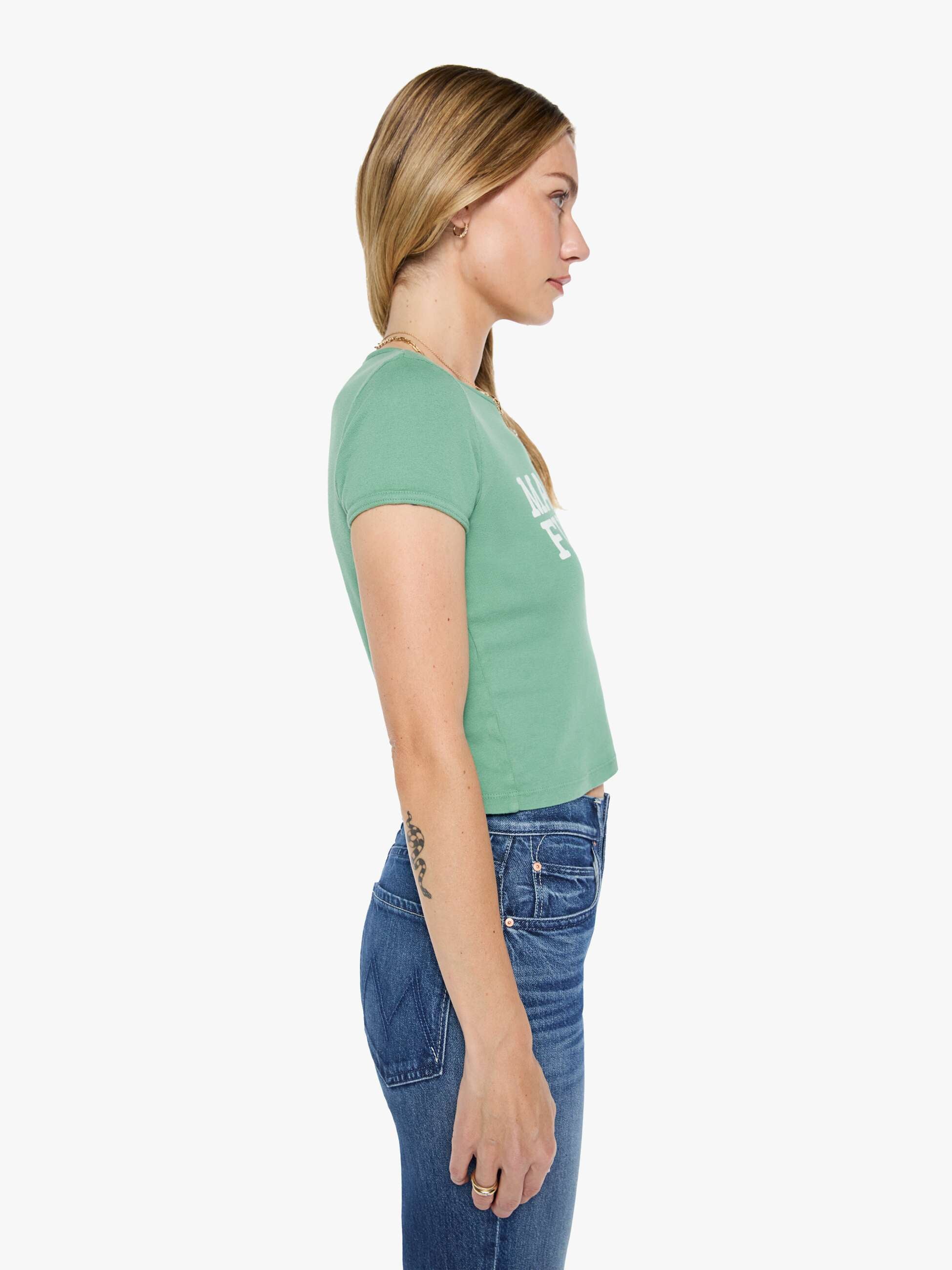 Mother The Itty Bitty Ringer T-Shirt Matcha Grün cropped