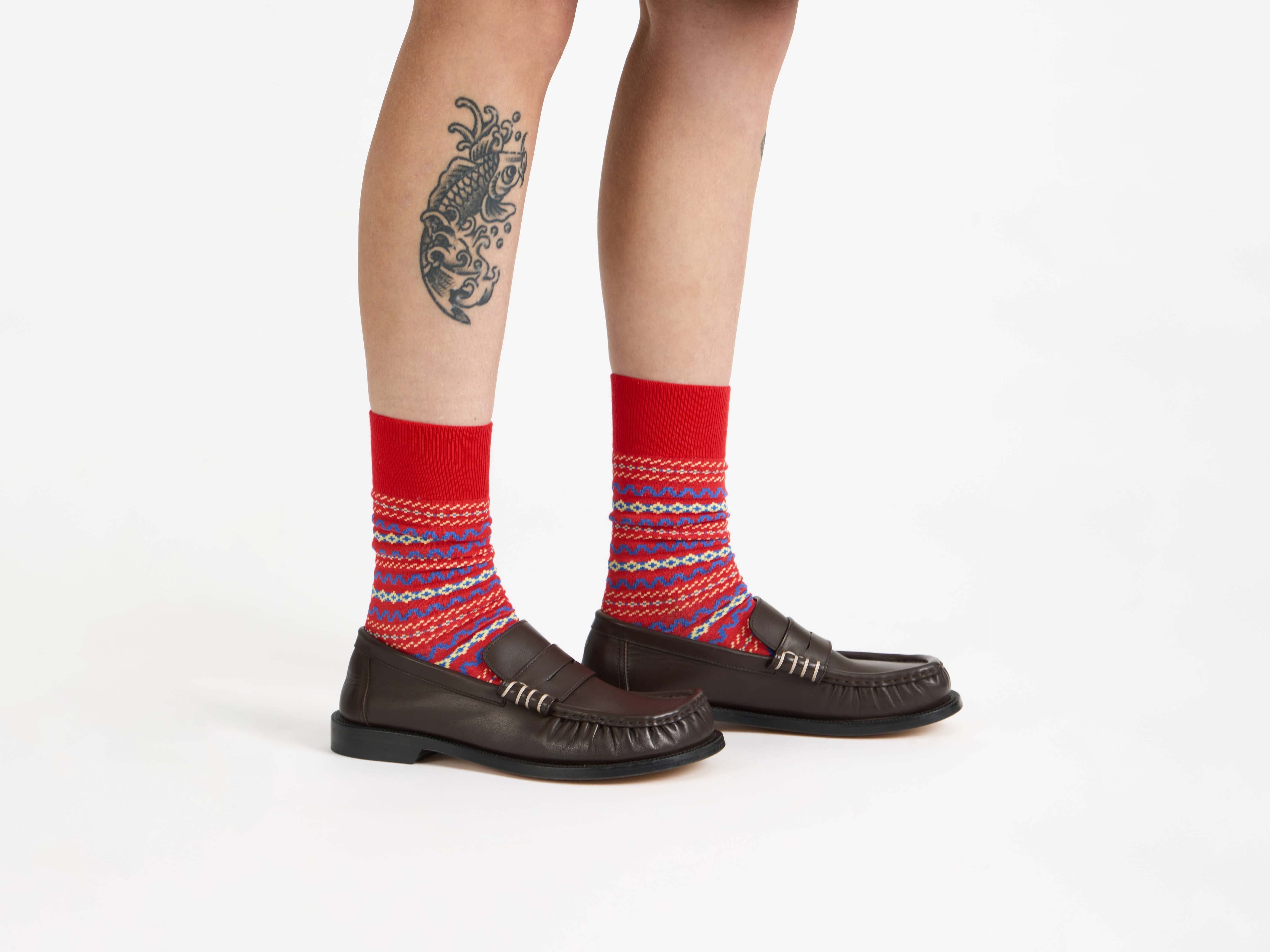 J.W.Anderson Fairisle Sock Socken Rot Fairisle-Strick