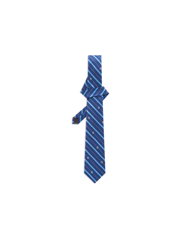 Drôle de Monsieur Silk Stripped Krawatte Blau Seide OS