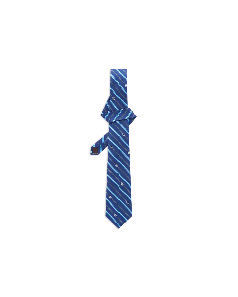 Drôle de Monsieur Silk Stripped Krawatte Blau Seide OS