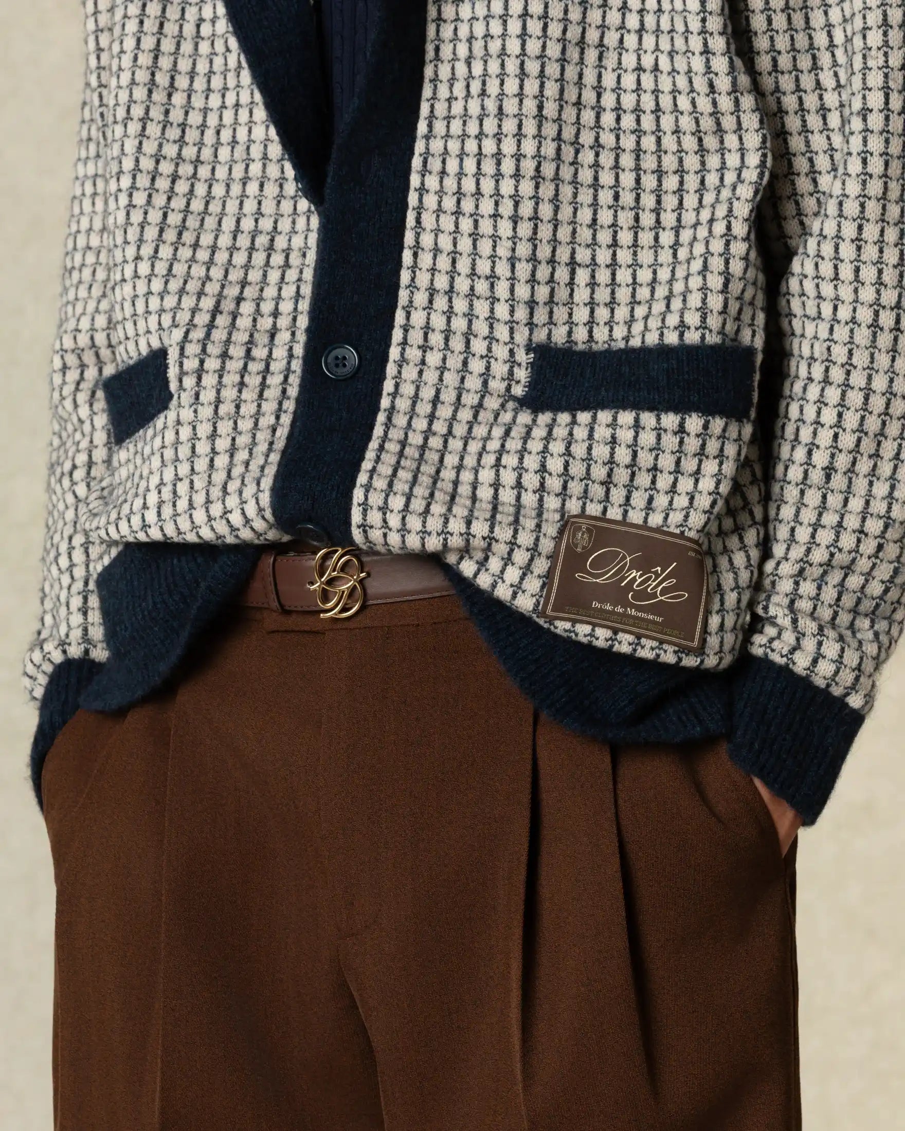 Drôle De Monsieur Waffle Cardigan Strickjacke Wolle Navy M