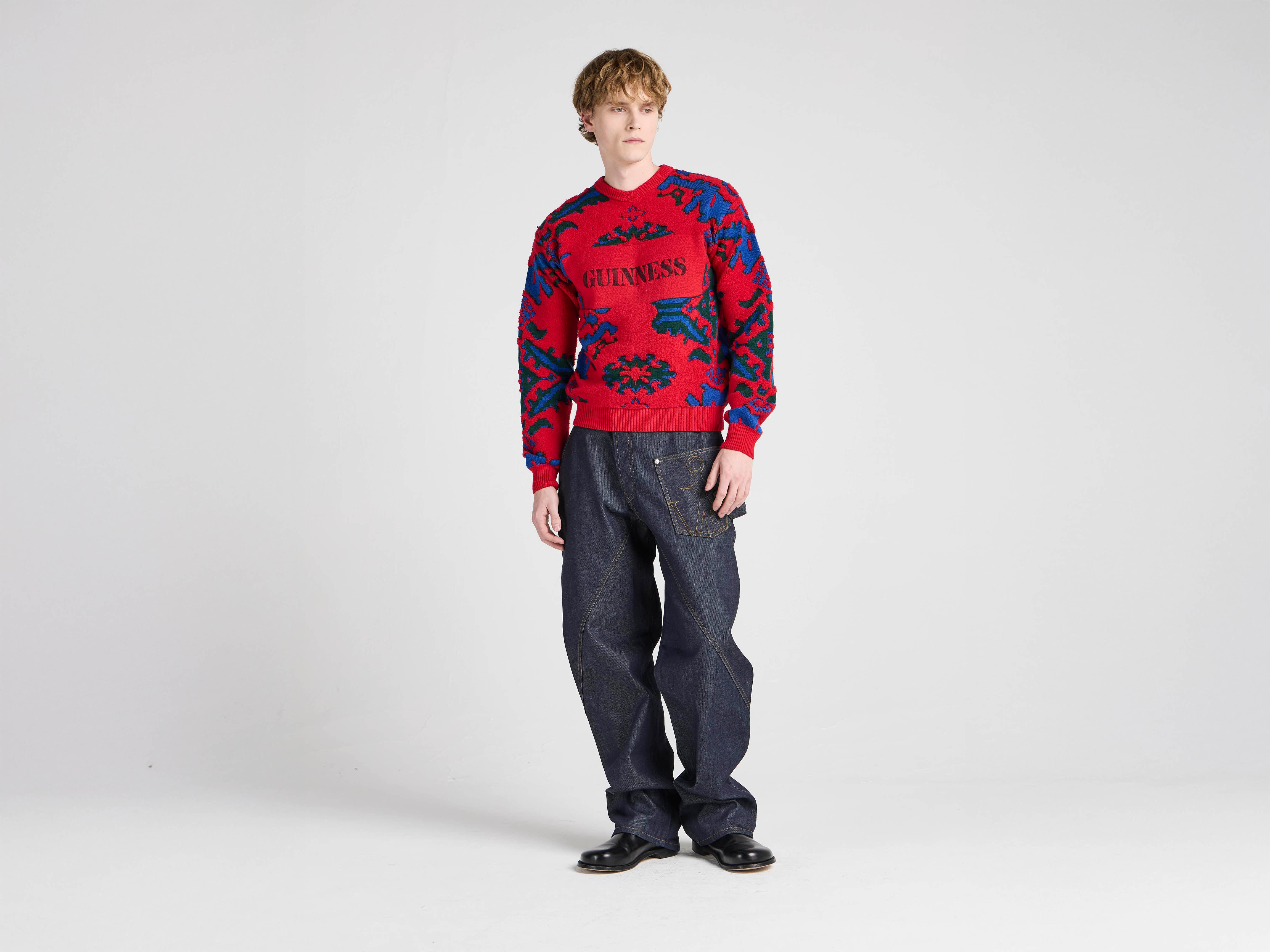 JW Anderson Guinness Carpet Jumper Strickpullover Navy Rot Wolle