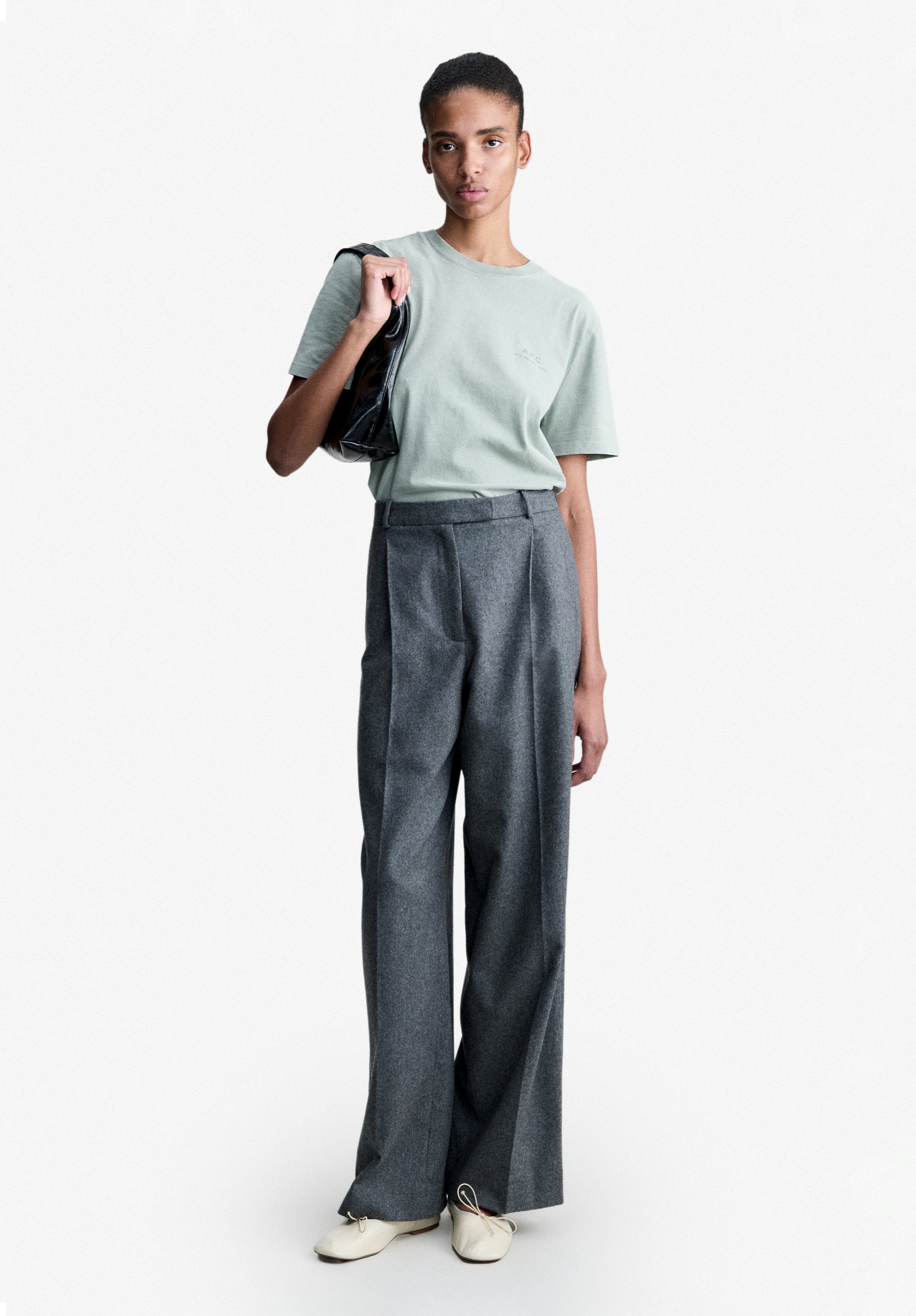 A.P.C. T-Shirt Rue Madame graugrün Bio Gr. M