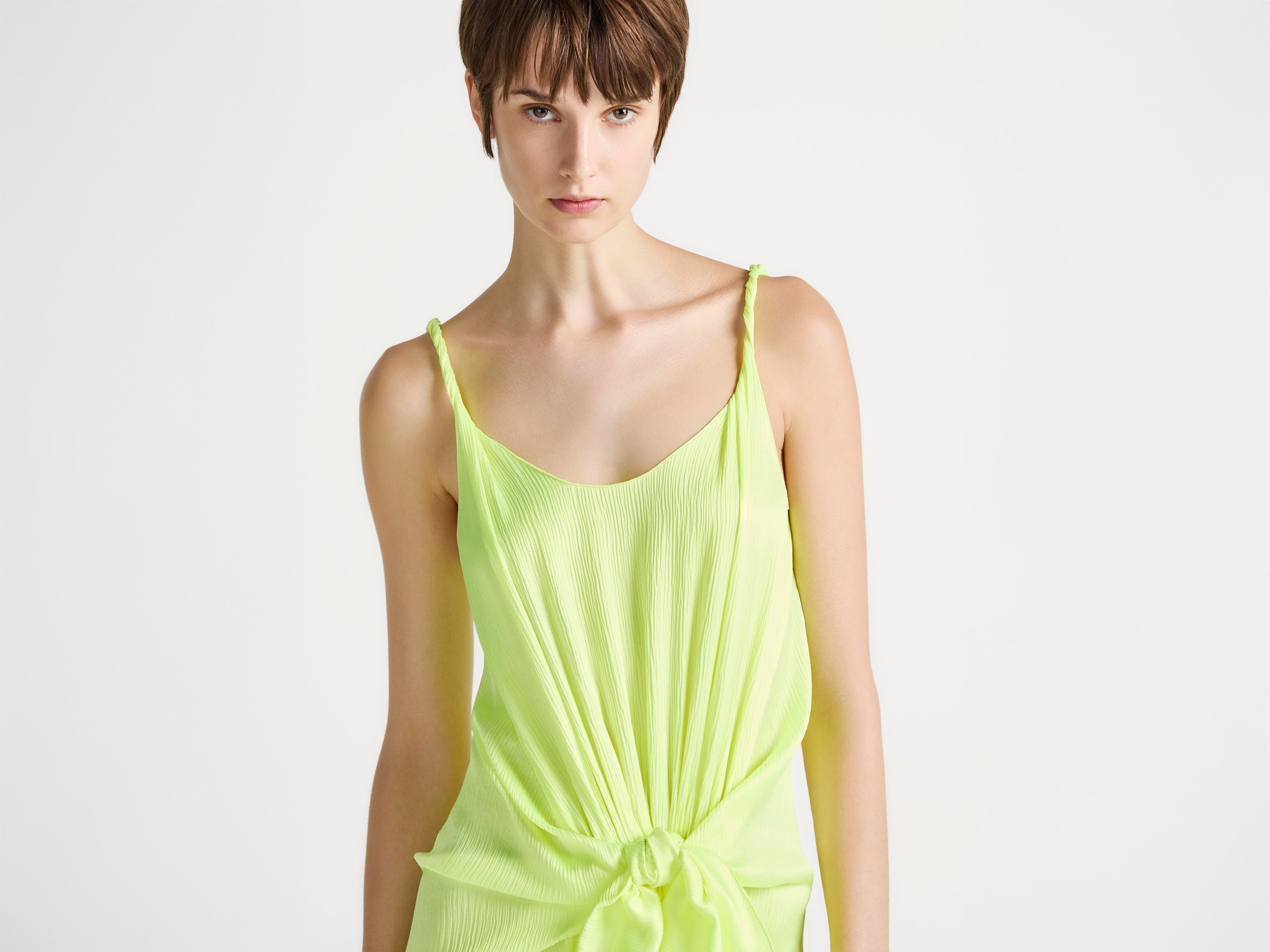 J.W.Anderson Knotted Waist Kleid Fluro Gelb Seide