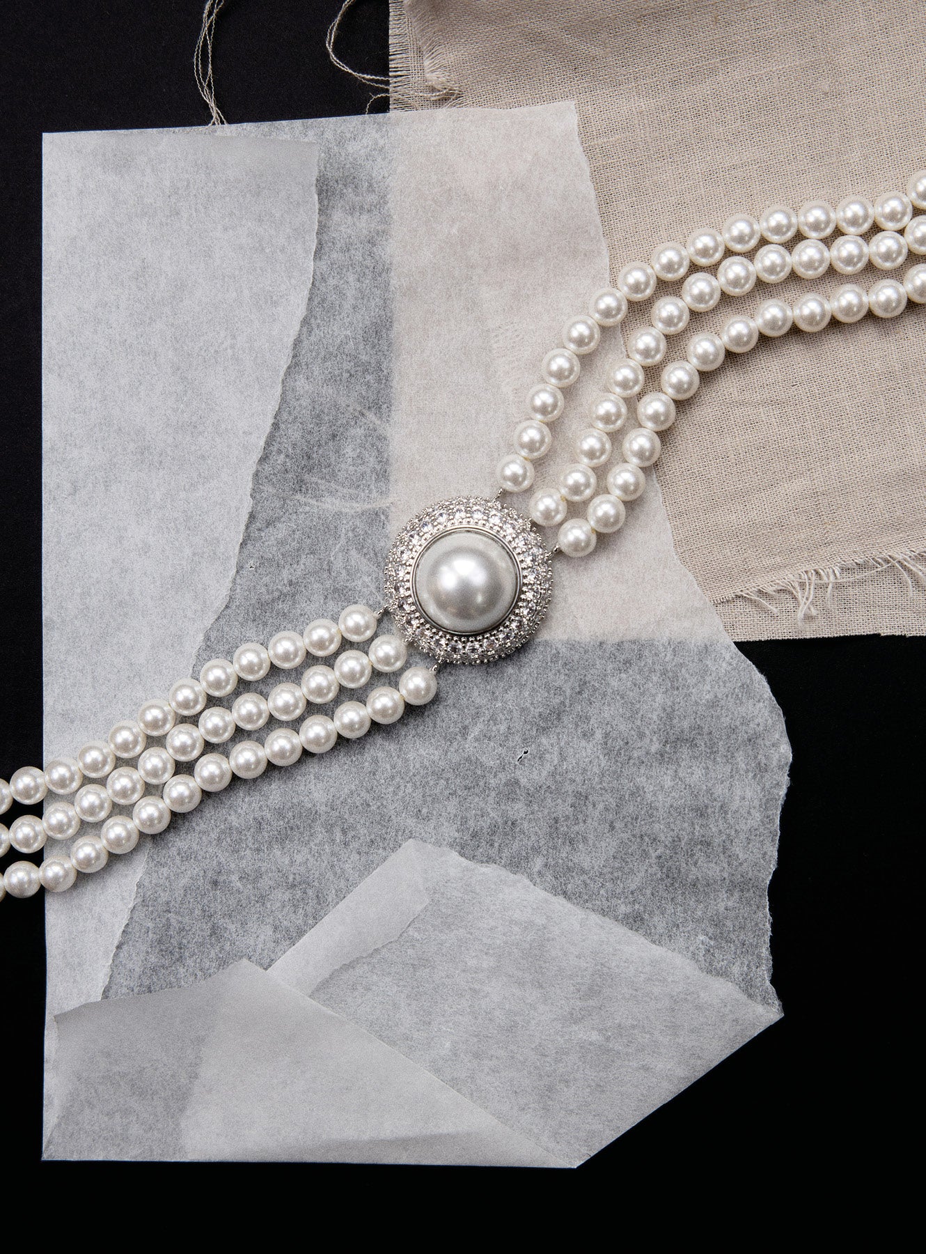 Self Portrait Small Crystal Pearl Choker Perlen Silber