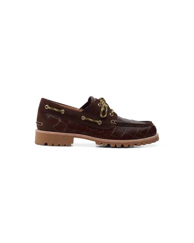 Drôle De Monsieur La Chaussure Bateau Croco Braun Leder