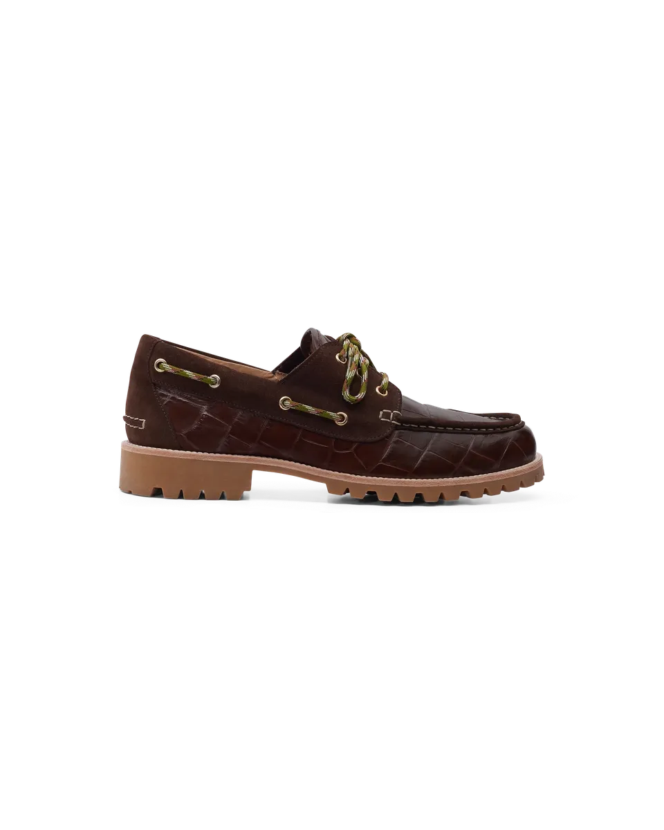 Drôle De Monsieur La Chaussure Bateau Croco Braun Leder