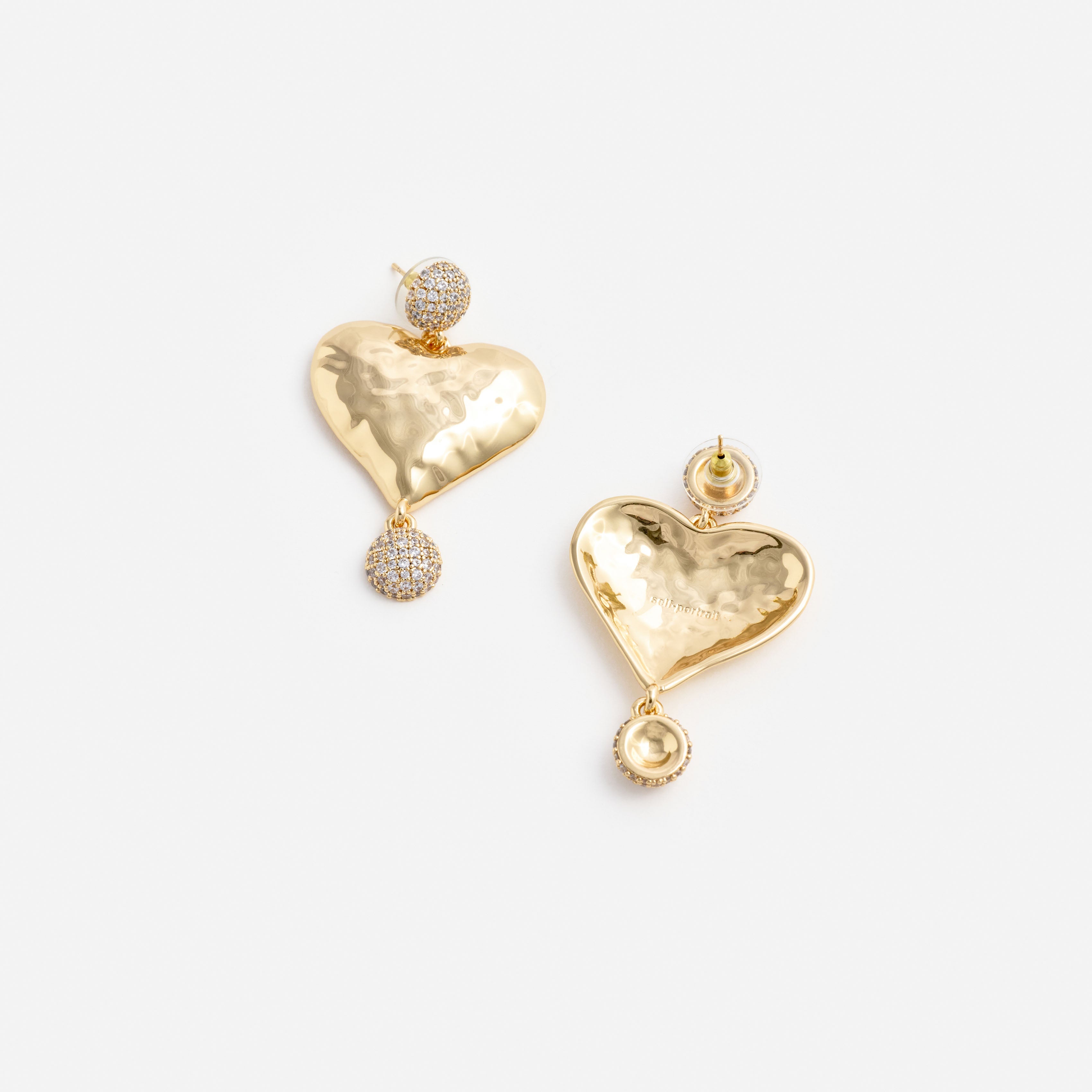 Self-Portrait Mottled Gold Heart Ohrringe Gold One Size Kristall