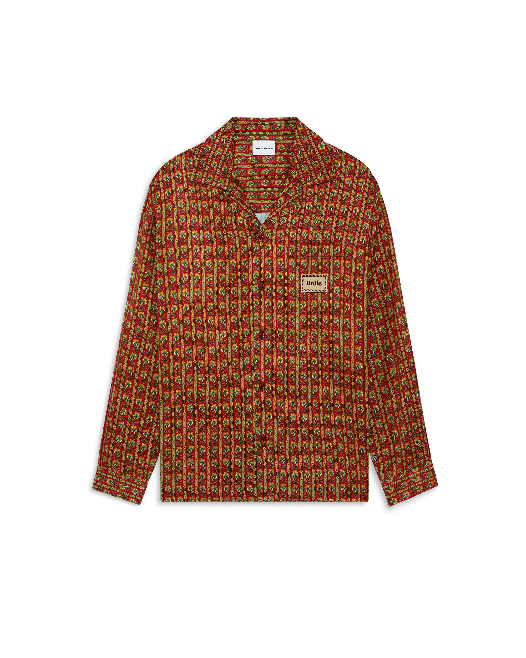 Drôle De Monsieur Paisley Hemd Rot Viskose Loose Fit