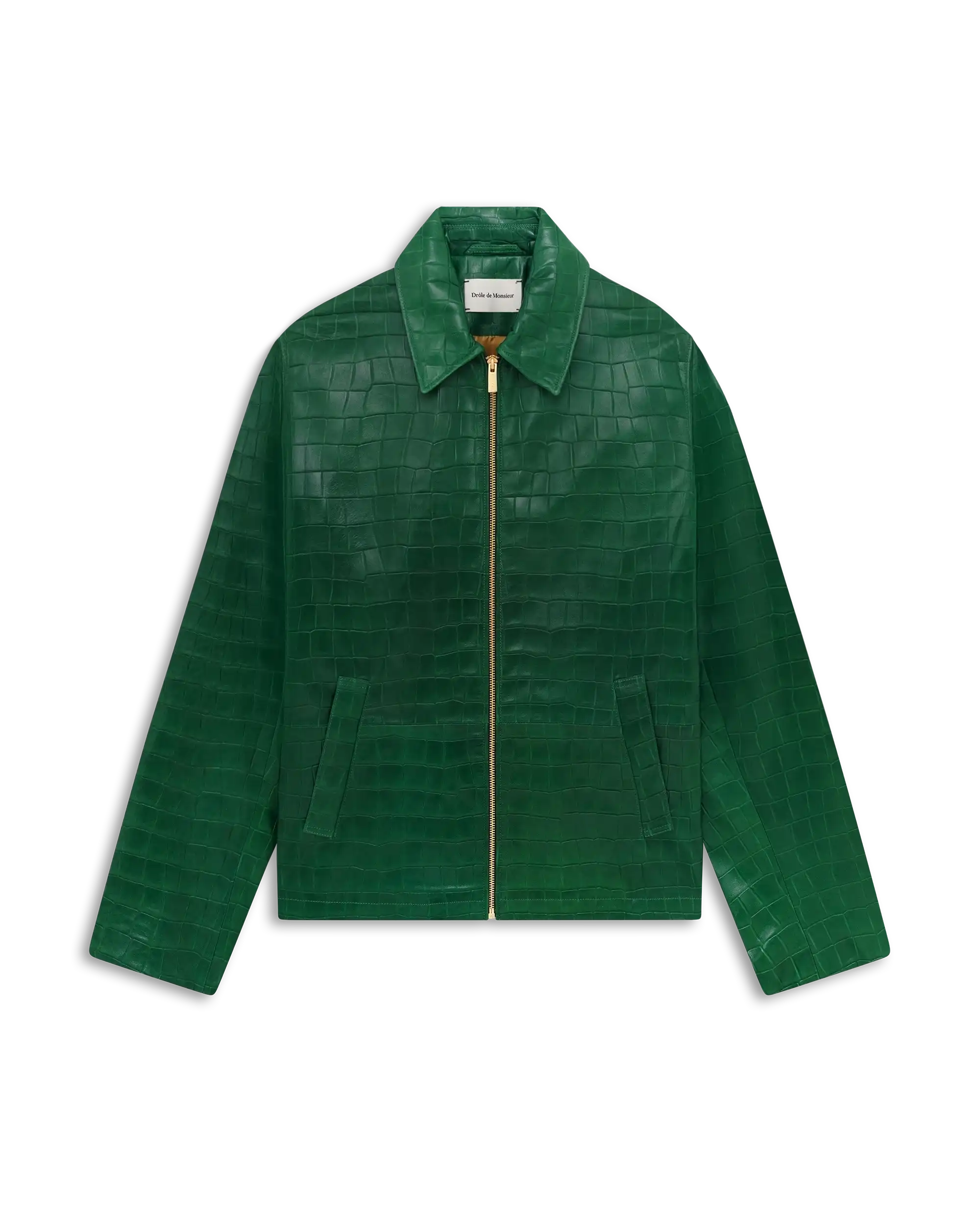 Drôle De Monsieur Cuir Croco Lederjacke dunkelgrün