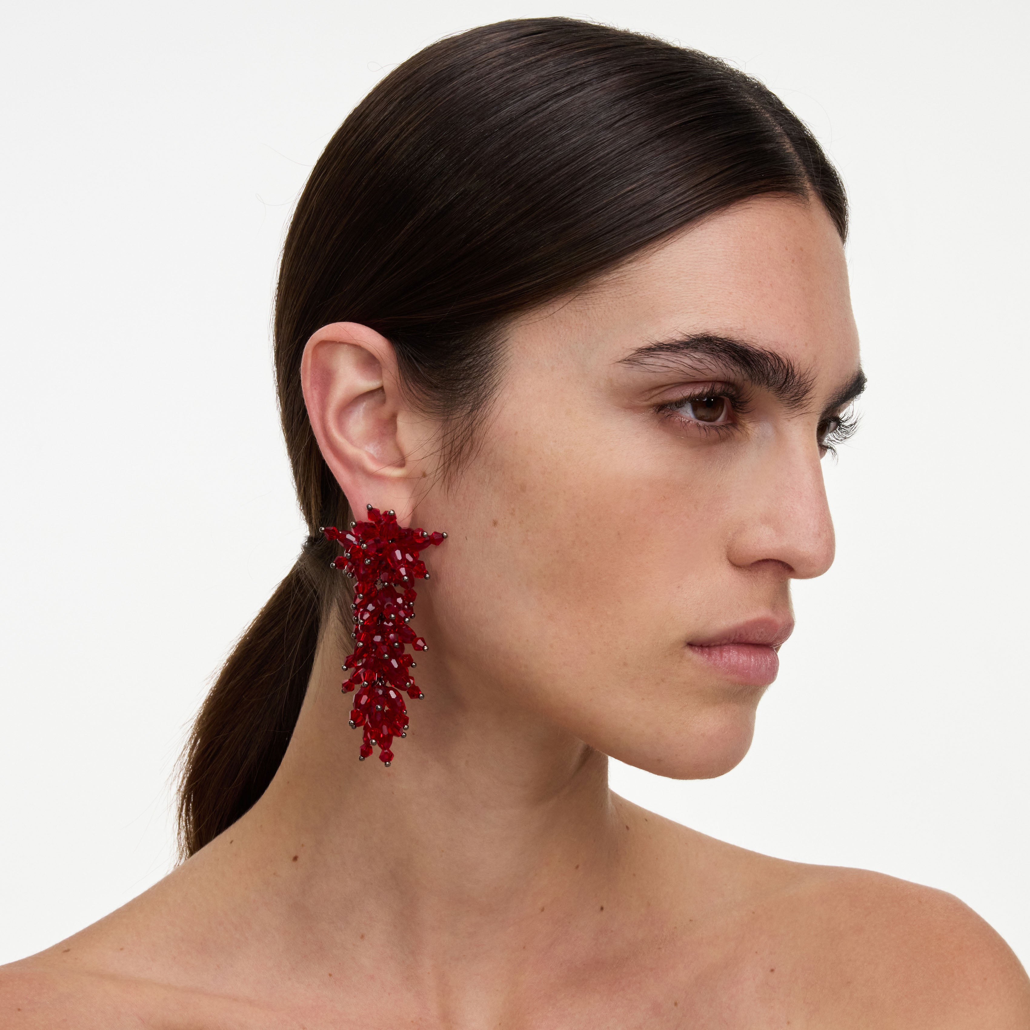 Self Portrait Dangle Ohrringe Rot Perlen Cluster Party