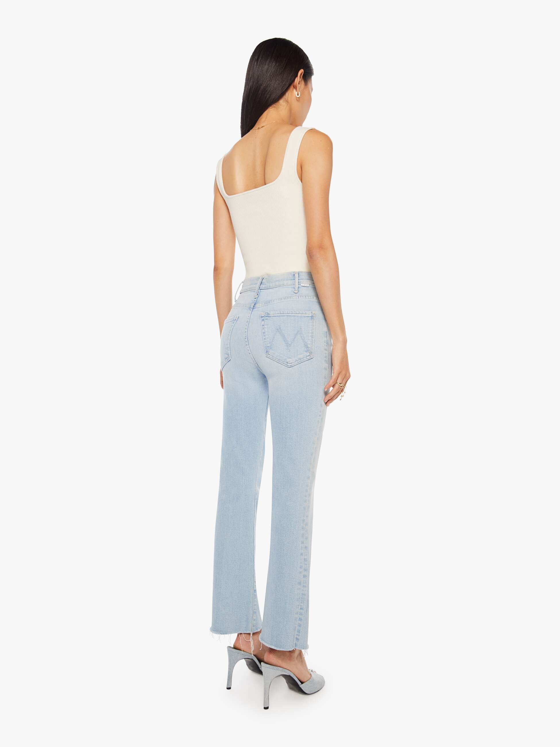 Mother Denim Hustler Ankle Fray Jeans Hellblau Ball's Court