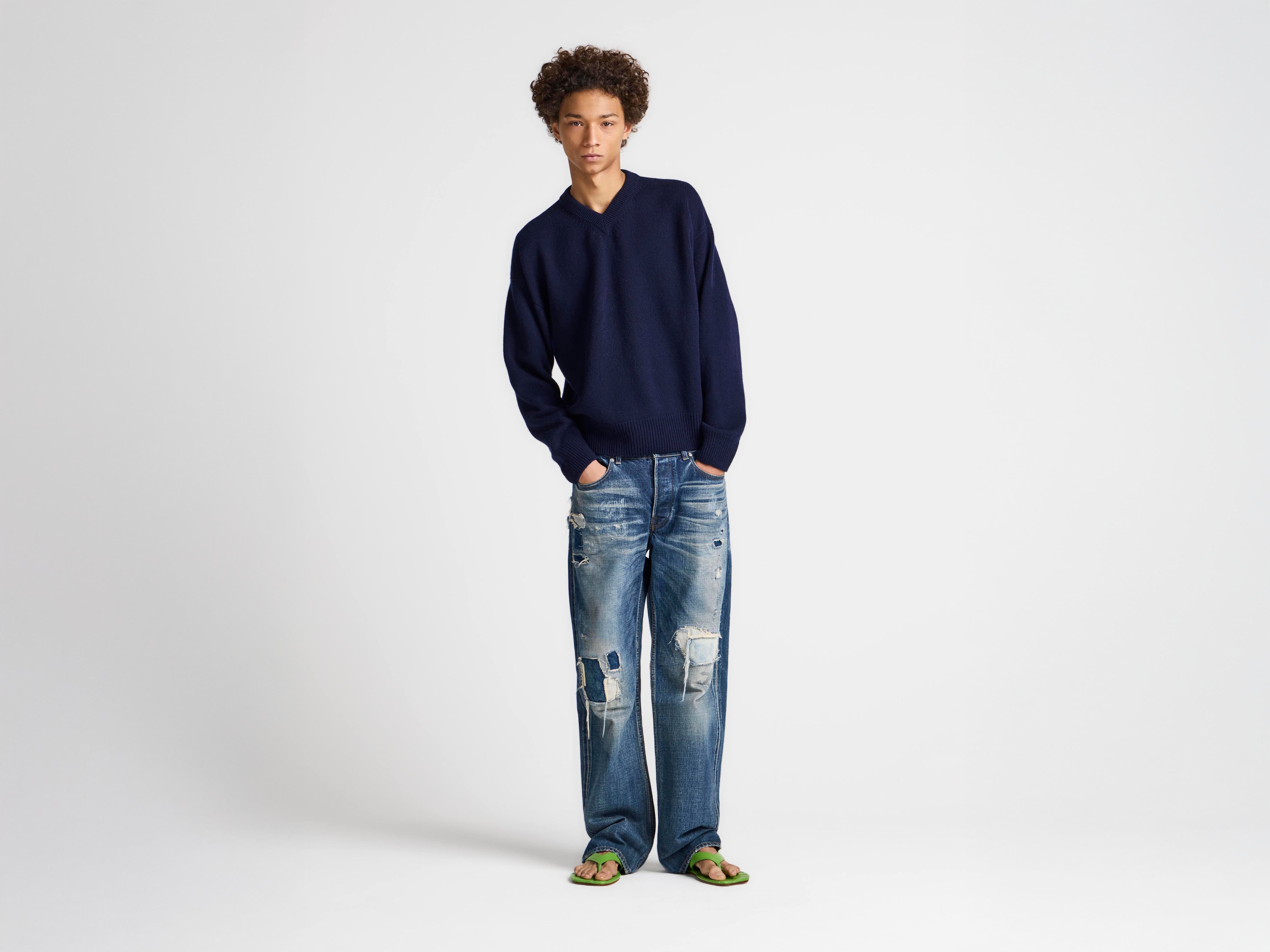 J.W.Anderson V-Neck Cashmere Pullover Navy Herren