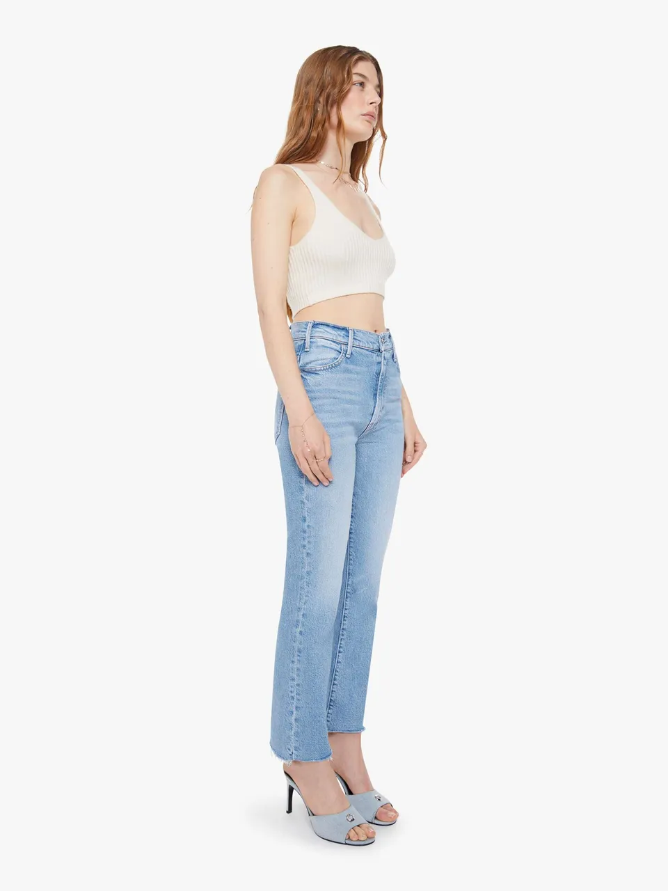 Mother The Hustler Ankle Fray Jeans Sow Surreal Flare