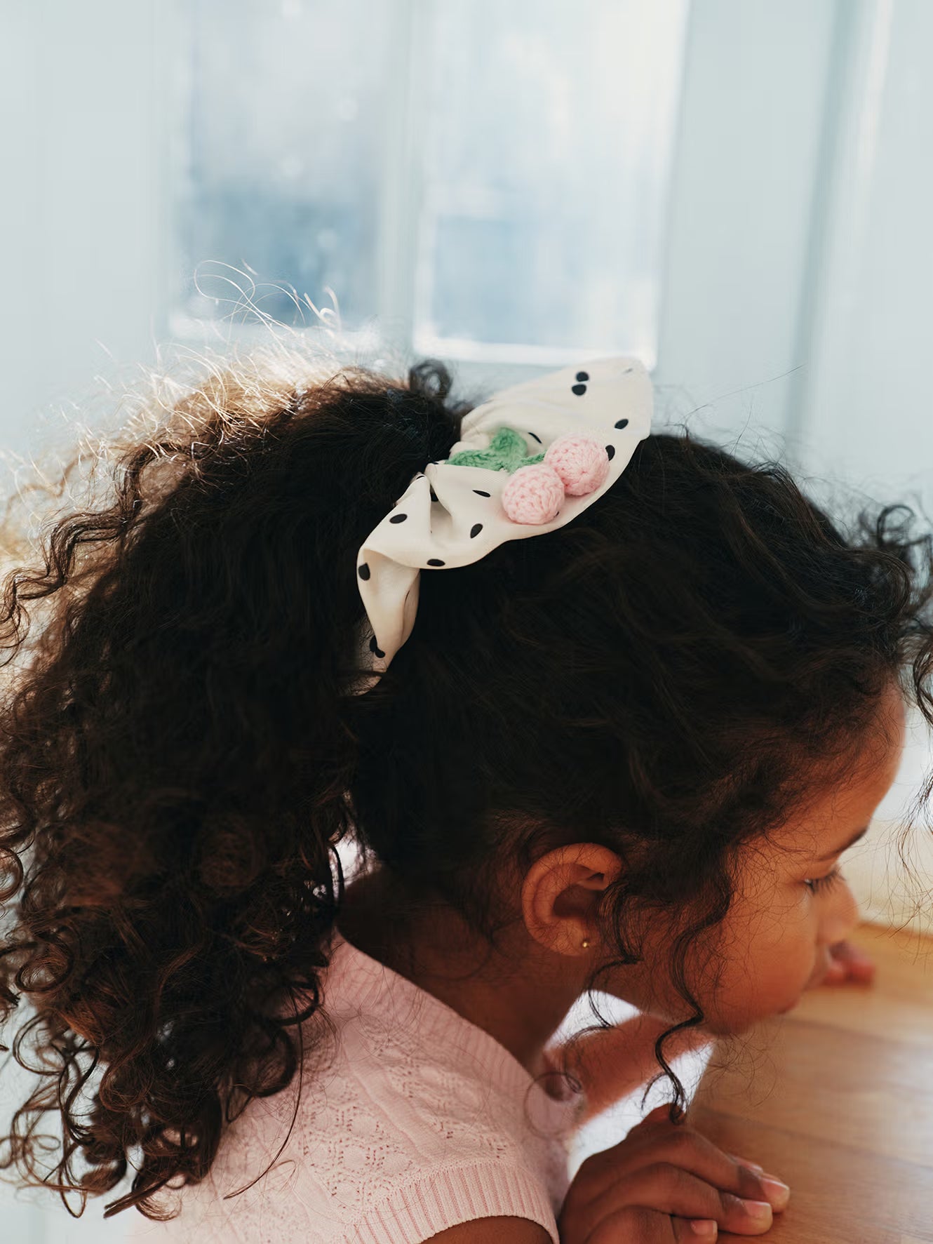 Self Portrait Cream Polka Dot Cherry Scrunchie Creme