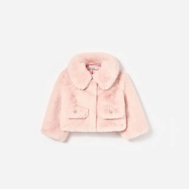 Self Portrait Faux Fur Jacke rosa Kunstfell Kinder