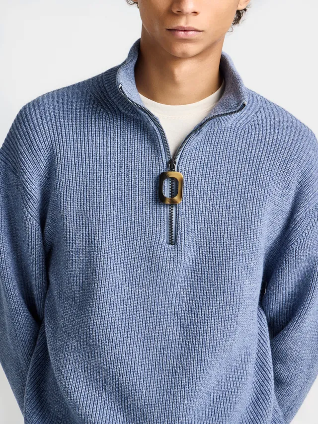 J.W.Anderson Knitwear Half Zip Jumper Pullover Rauchblau
