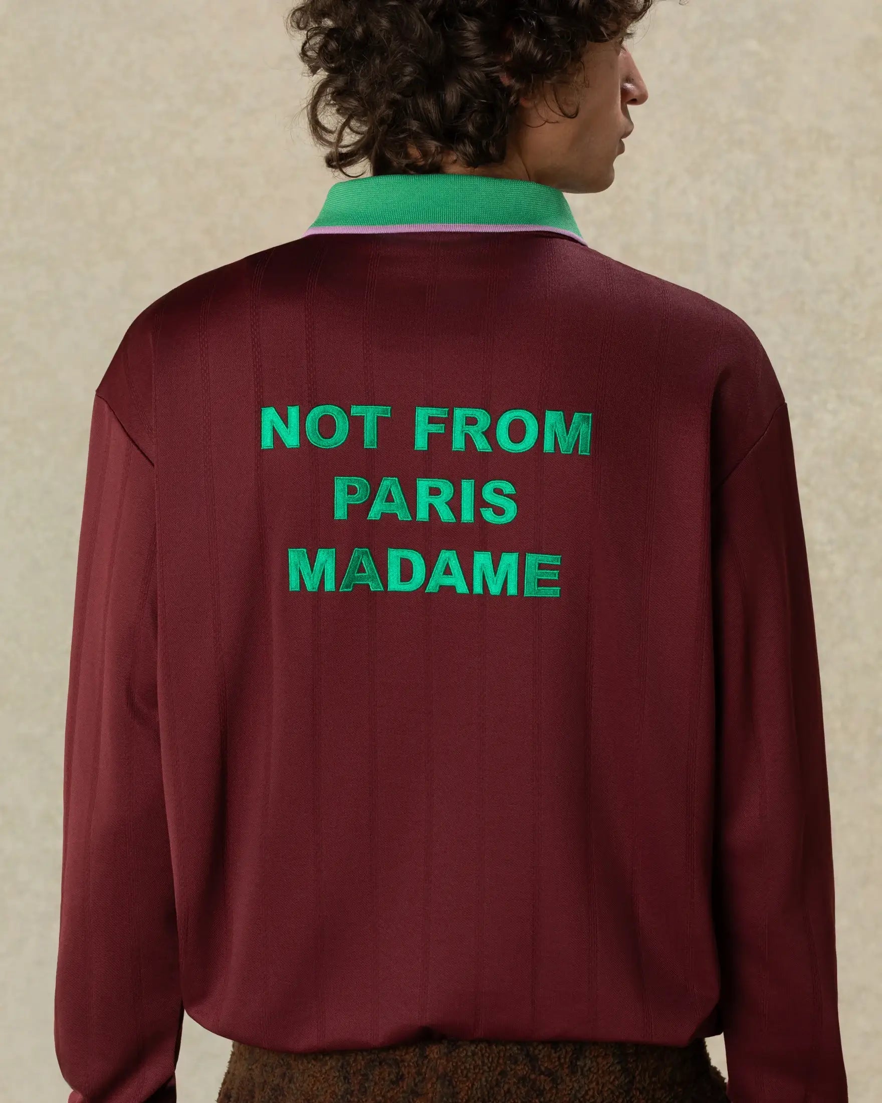 Drôle de Monsieur M-PL189 Polo Burgundy Langarm Slogan