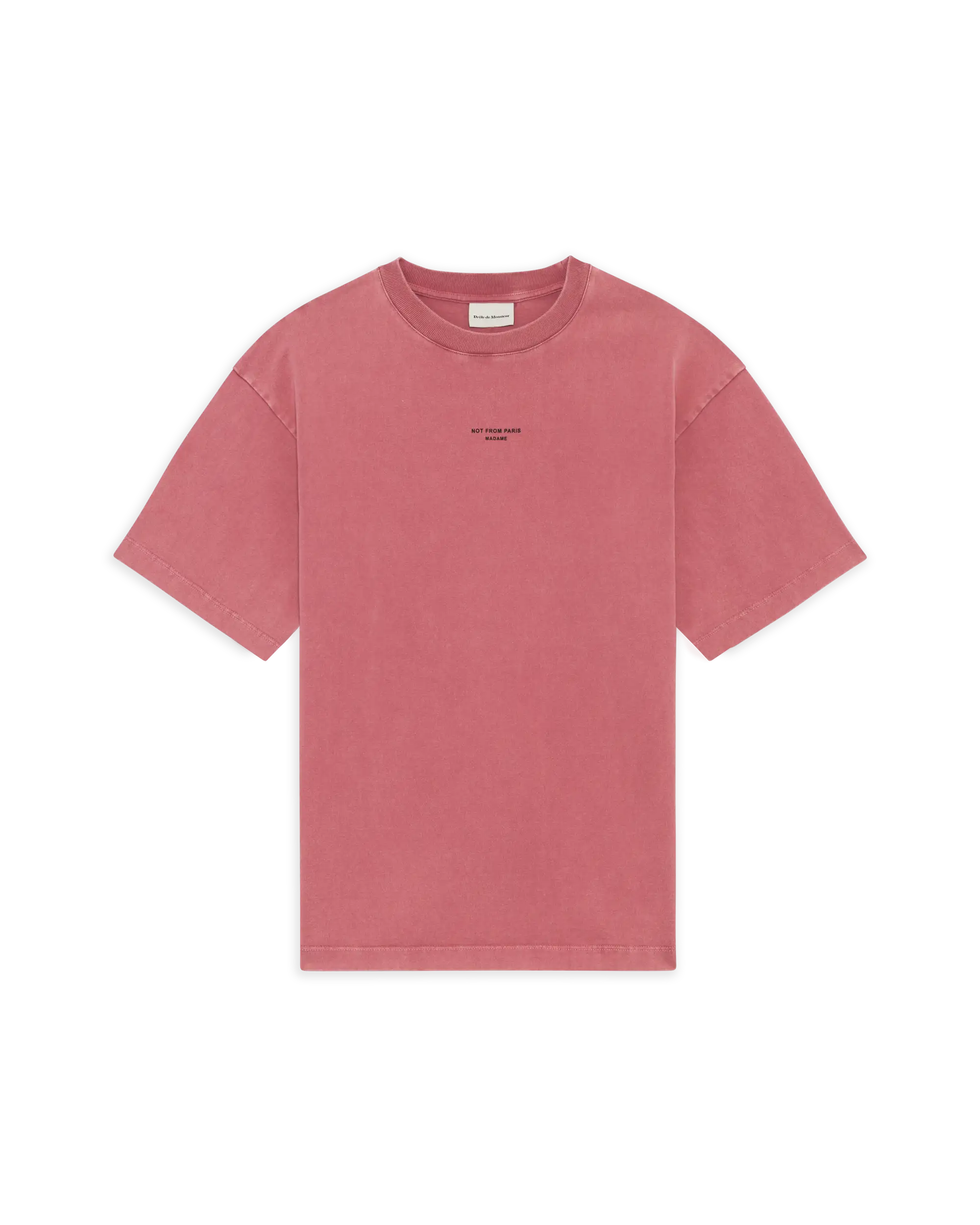 Drôle De Monsieur Washed Classic Slogan T-Shirt dunkelrosa